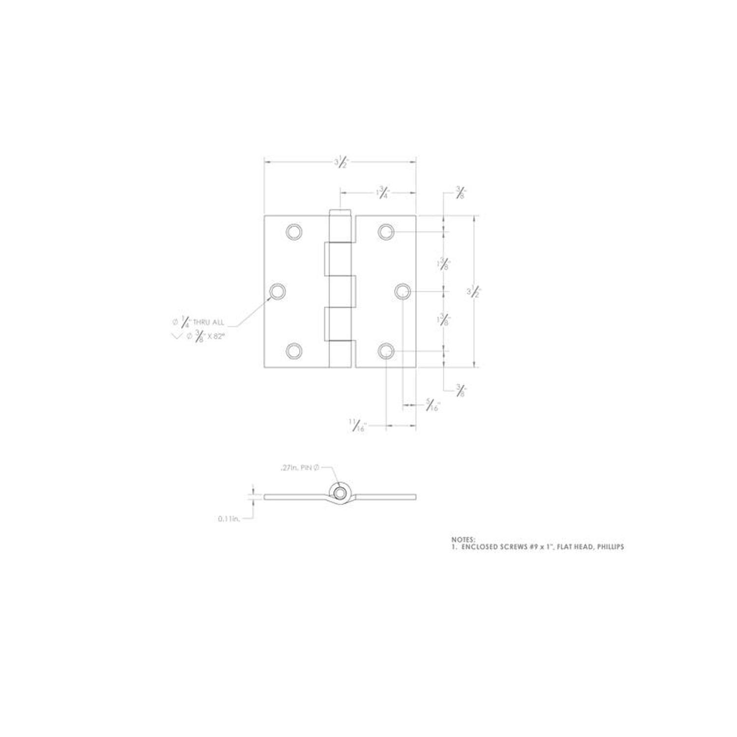 Ace 3-1/2 in. L Stainless Steel Door Hinge 1 pk