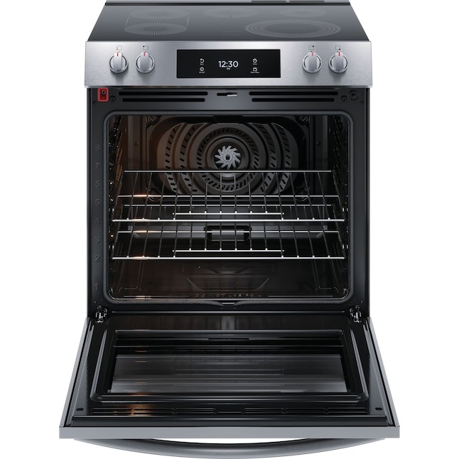 Frigidaire Gallery 30-in Glass Top 5 burners 6.2-cu ft Air Fry Convection Oven Slide-In Electric Range ( Fingerprint Resistant Stainless Steel )