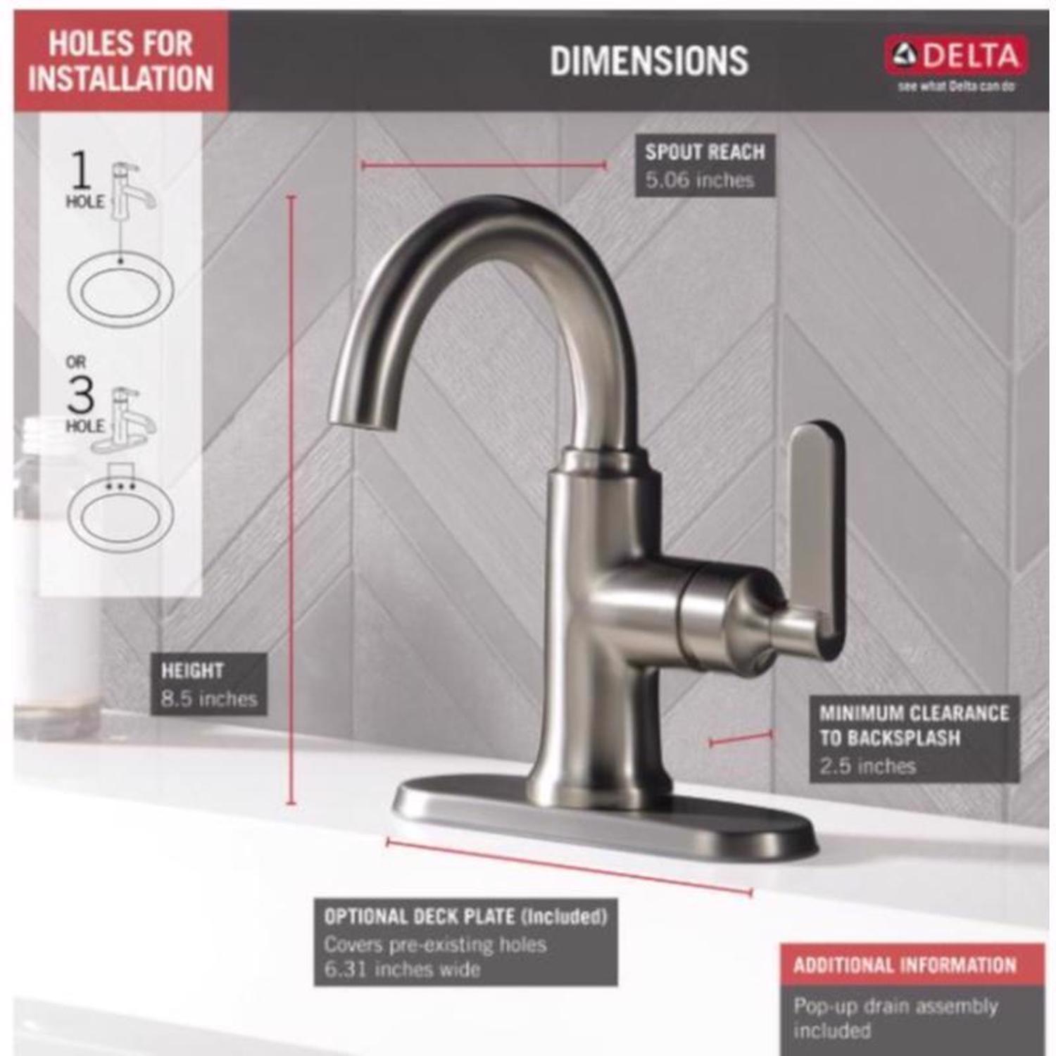 Delta Alux Brushed Nickel Pop-up Bathroom Sink Faucet 4 in.