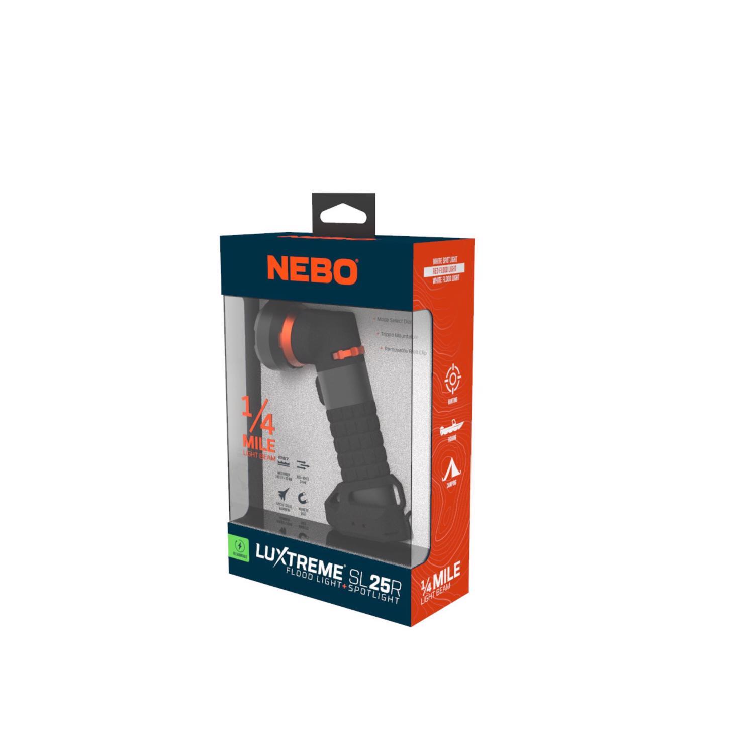 NEBO Luxtreme SL25R 500 lm Black LED Rechargeable Spotlight 18650 Battery