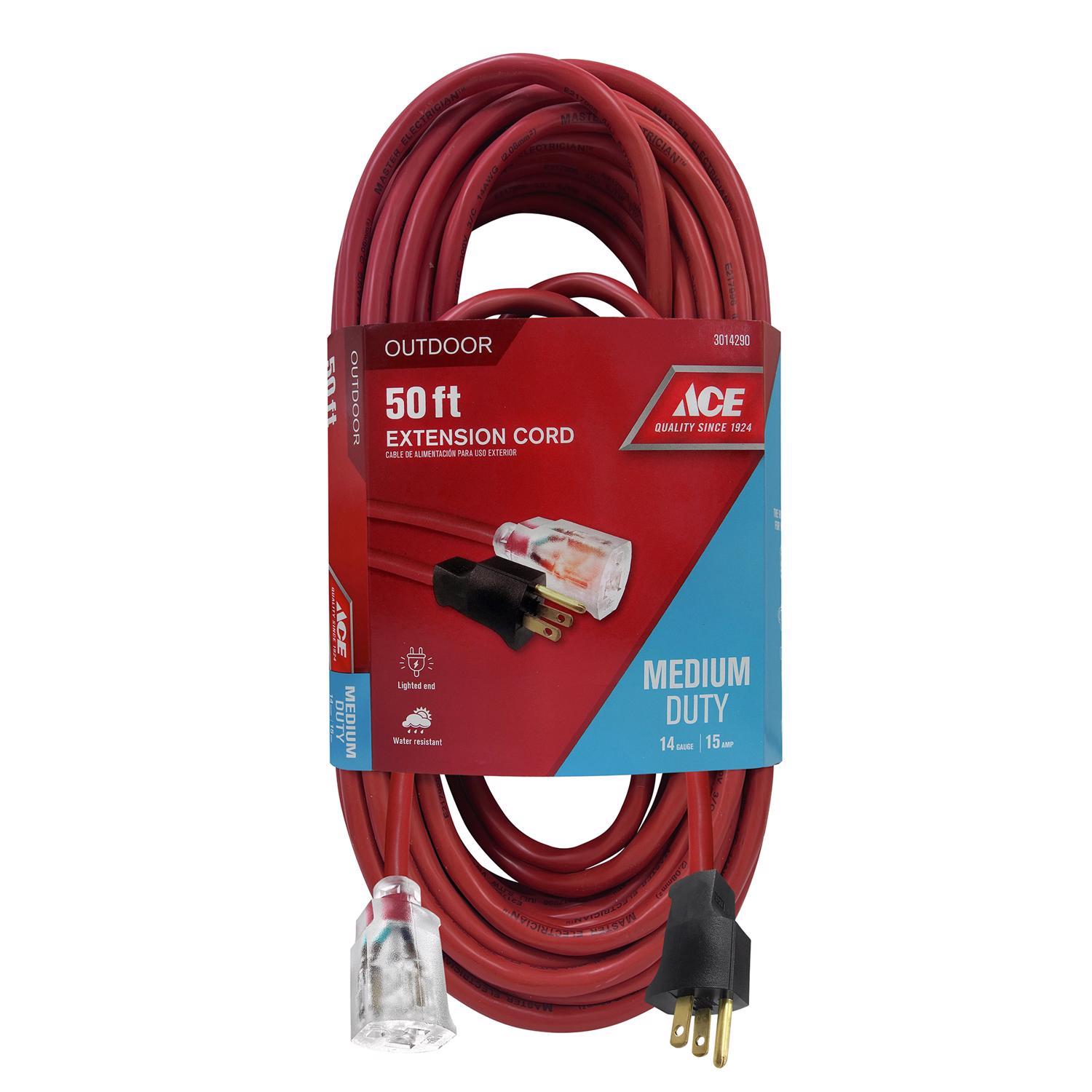 Ace Indoor or Outdoor 50 ft. L Red Extension Cord 14/3 SJTW