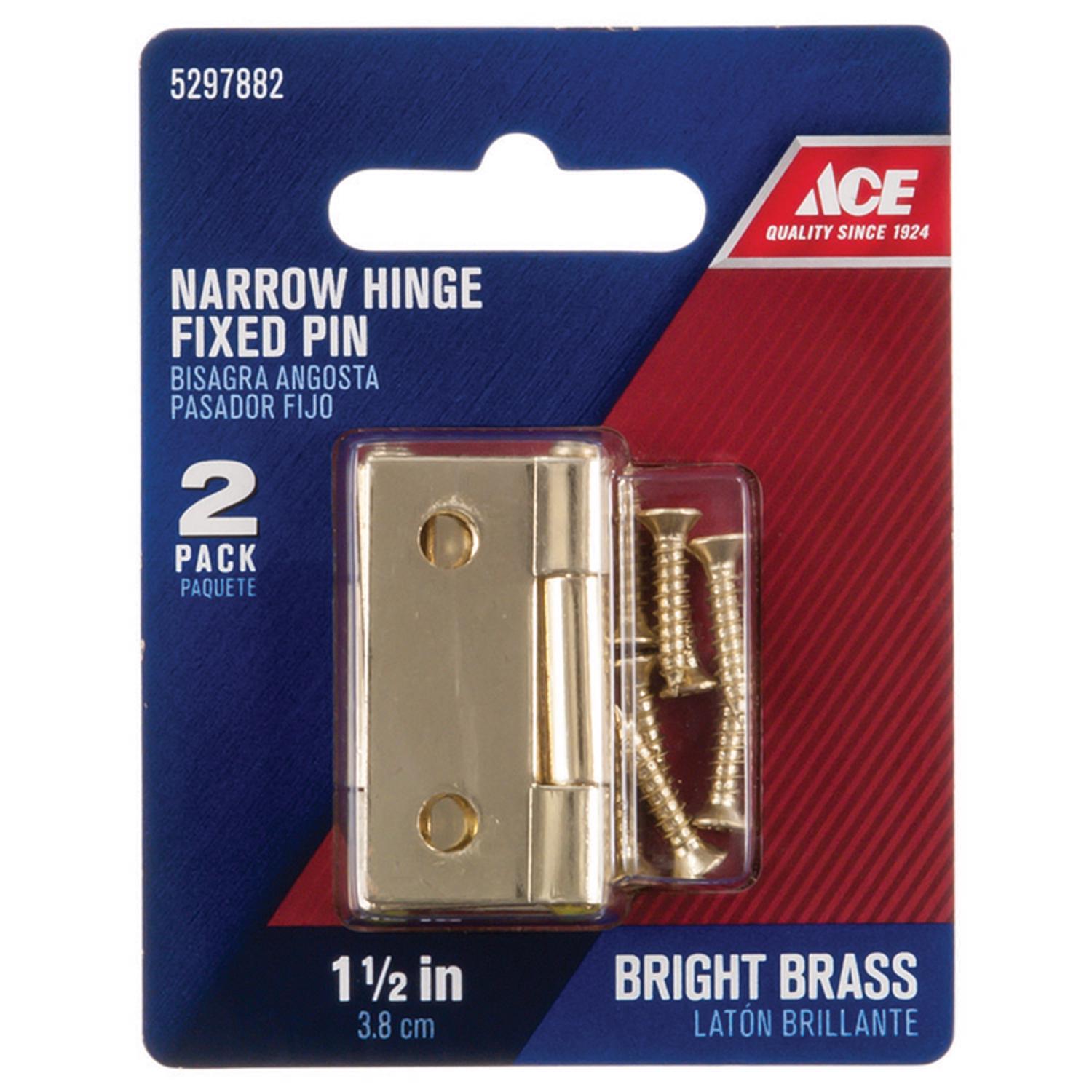 Ace 2.75 in. W X 1-1/2 in. L Bright Brass Brass Narrow Hinge 2 pk