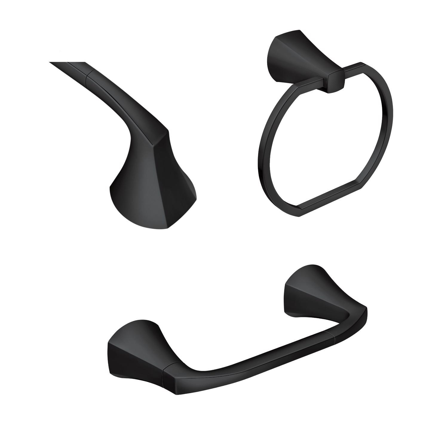 Moen Lindor Matte Black Bathroom Hardware Kit 18 in. L Zinc