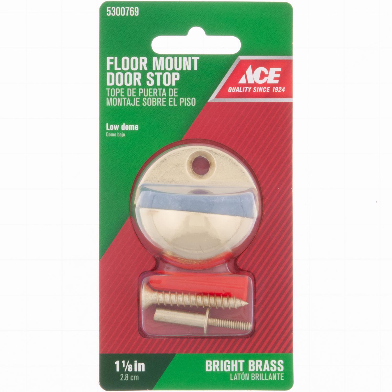 Ace 1-3/4 in. W Metal Bright Gold Door Stop Mounts to floor 1/4 in.
