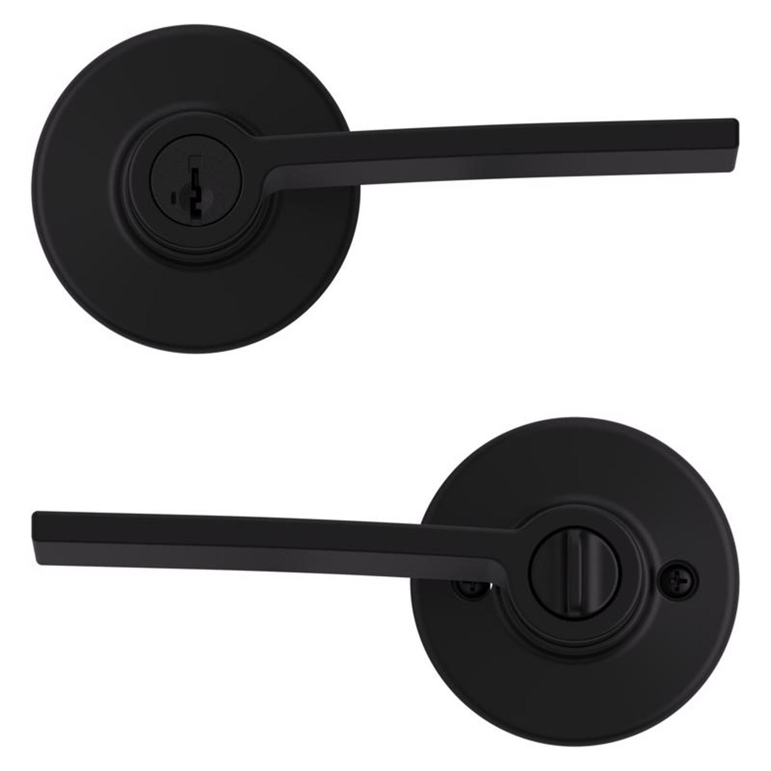 Kwikset Ladera Matte Black Keyed Entry Lever 2-3/4 in.