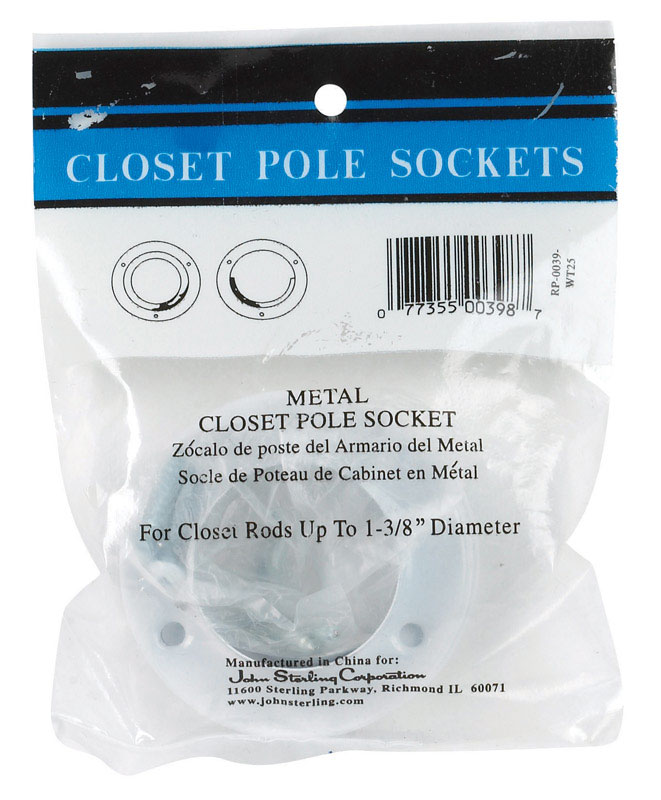 John Sterling 1-3/8 in. Dia. x 1-3/8 in. L x 1-3/8 in. L White Pole Sockets