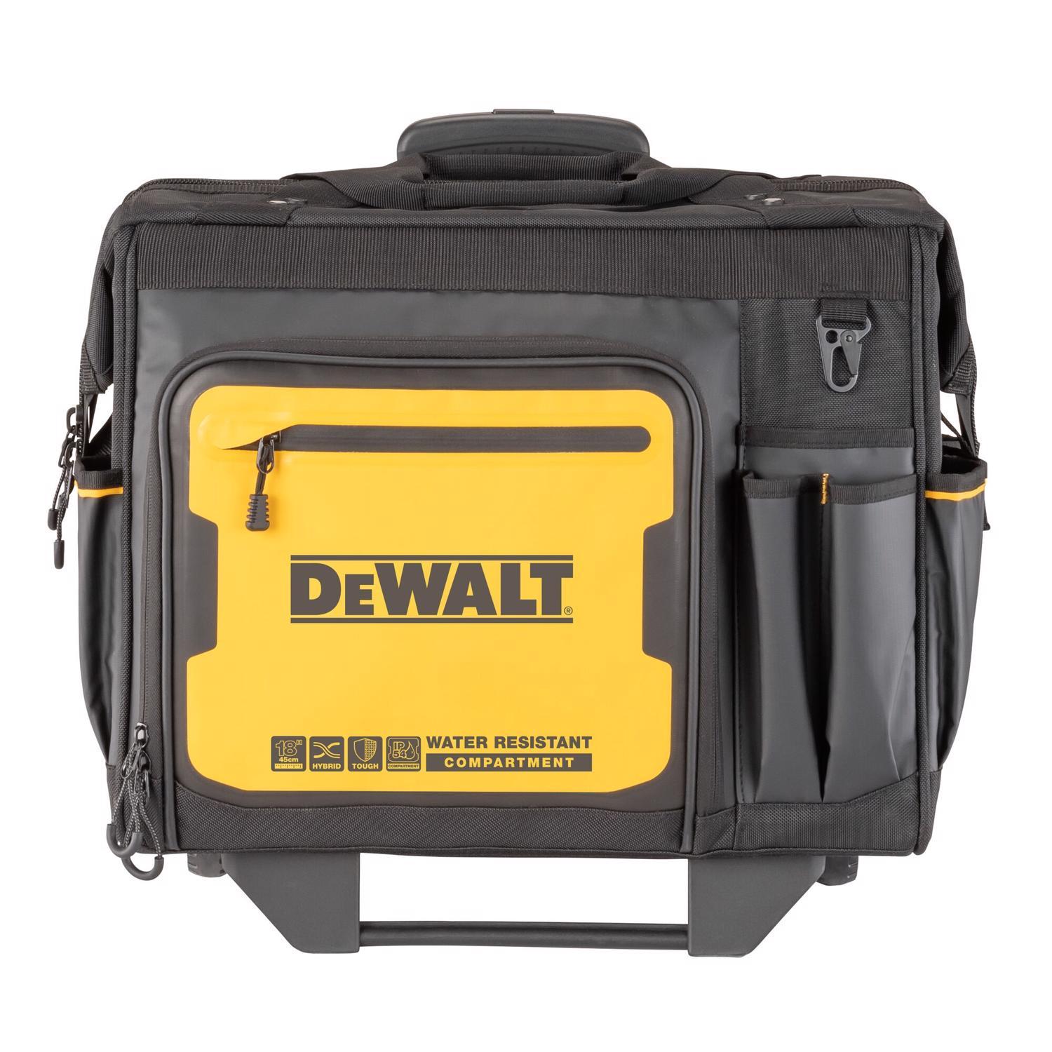 DEWALT Ballistic Nylon Tool Bag On Wheels Roller Tool Bag 27 pocket Black/Yellow 1 pc