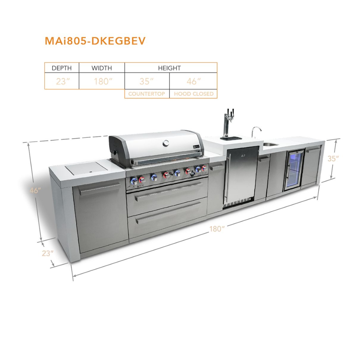 Mont Alpi 6-burner Deluxe Island with Kegerator and Beverage Center