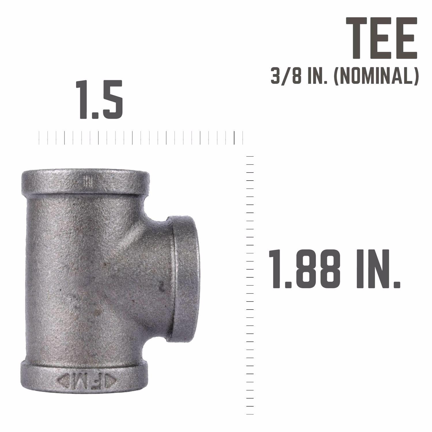 STZ Industries 3/8 in. FIP each X 3/8 in. D FIP 3/8 in. D FIP Black Malleable Iron Tee