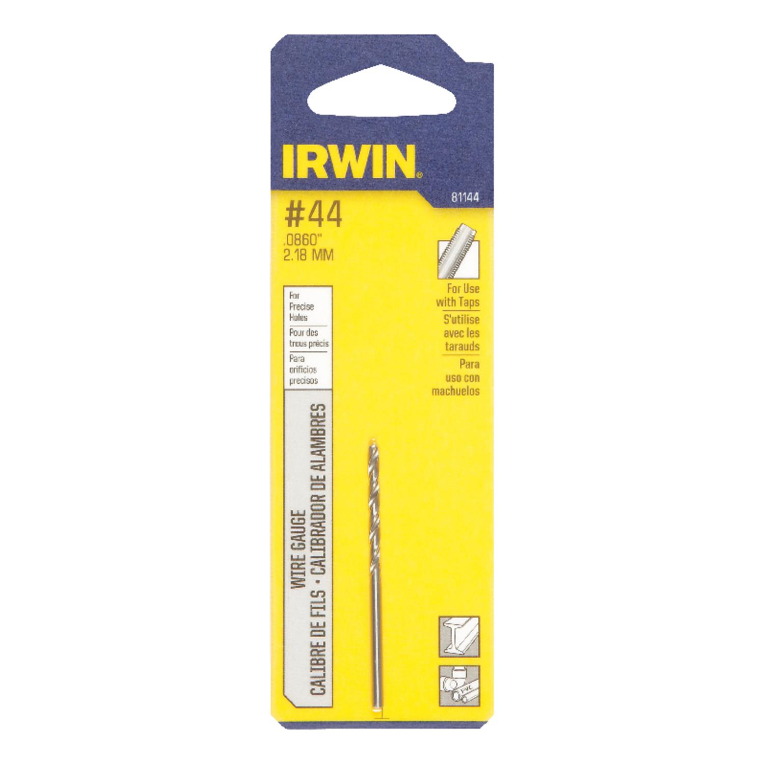 Irwin #44 X 2-1/8 in. L High Speed Steel Jobber Length Wire Gauge Bit Straight Shank 1 pk