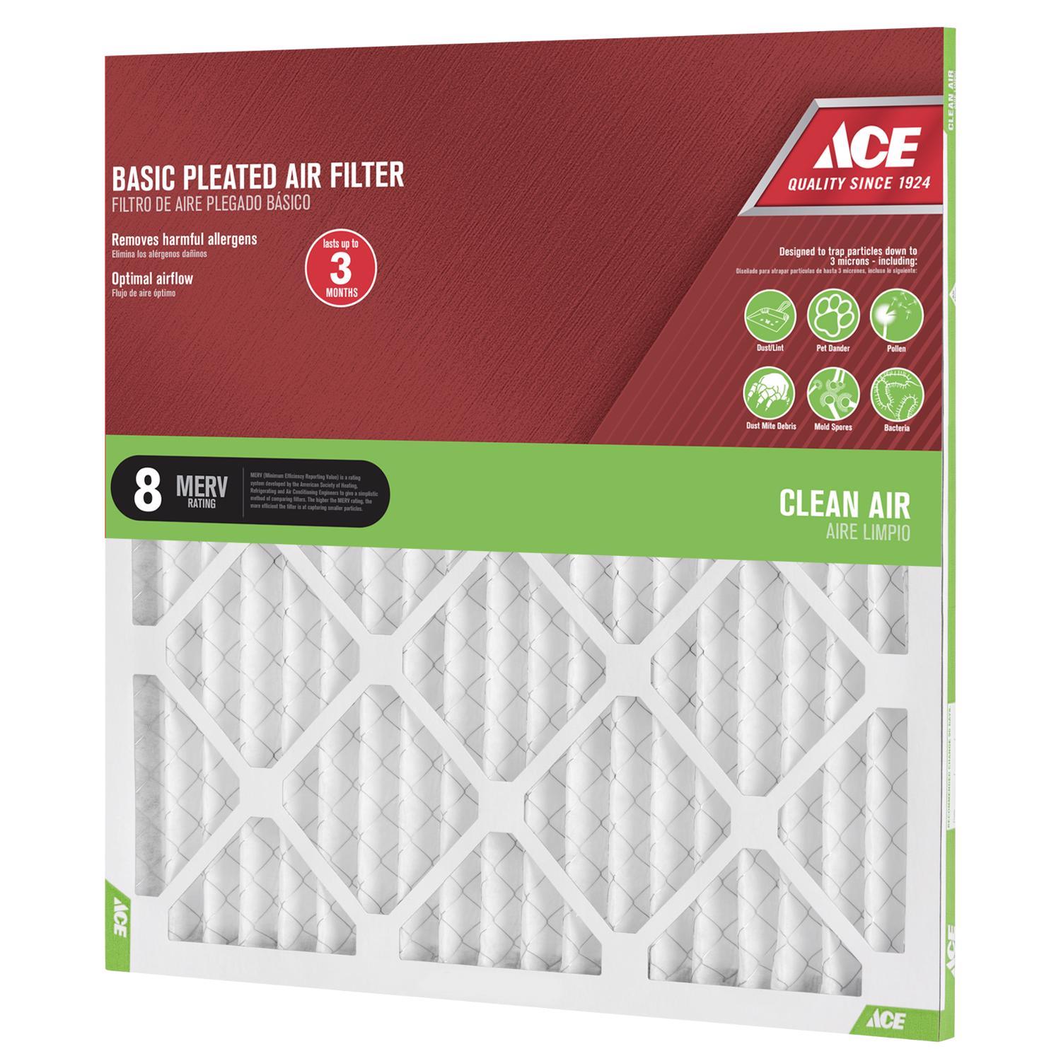 Ace 24 in. W X 24 in. H X 1 in. D Synthetic 8 MERV Pleated Air Filter 1 pk