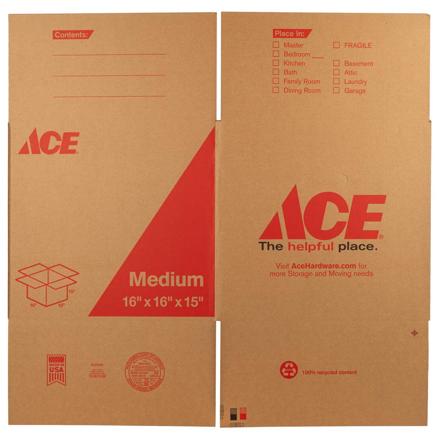 Ace 15 in. H X 16 in. W X 16 in. L Cardboard Corrgugated Box 1 pk