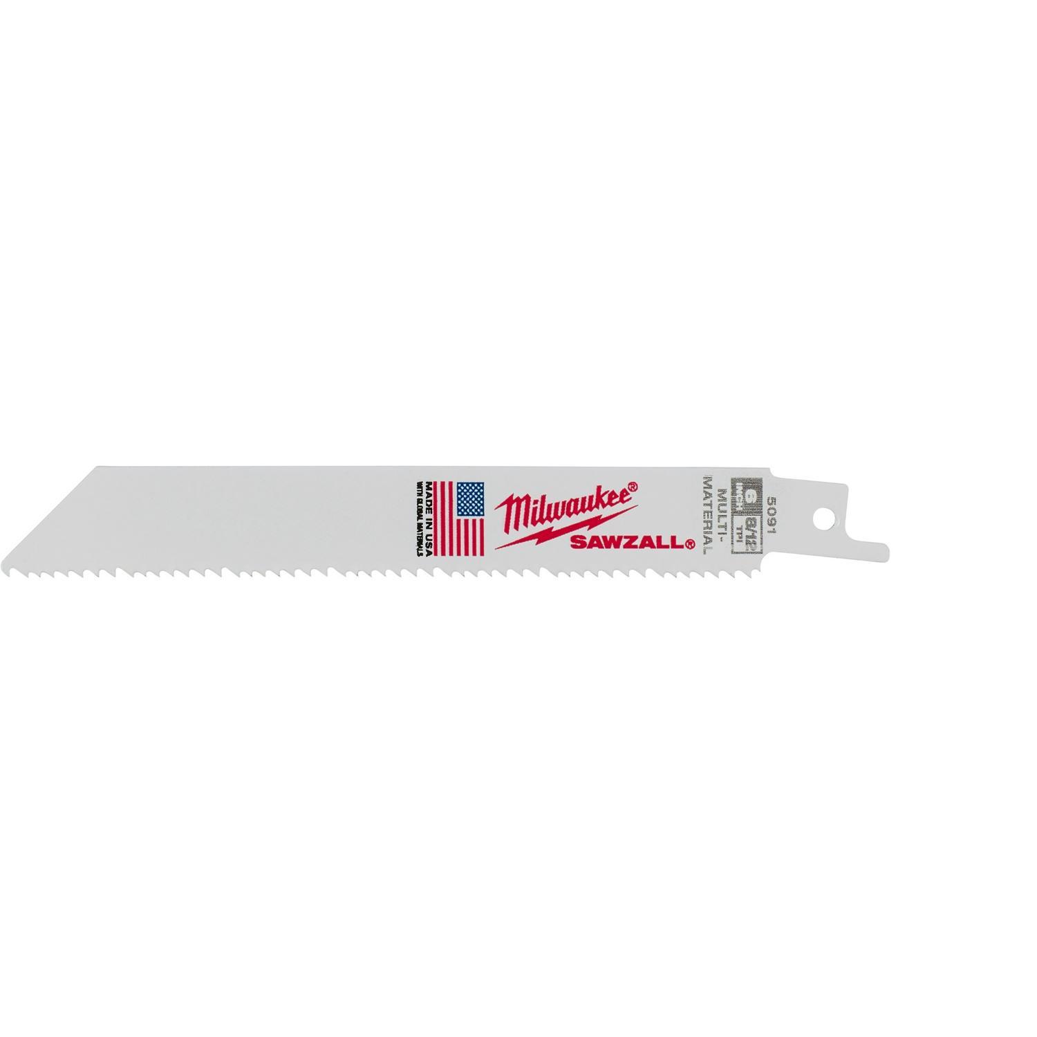 Milwaukee SAWZALL 6 in. Bi-Metal Thin Kerf Reciprocating Saw Blade 8/12 TPI 5 pk
