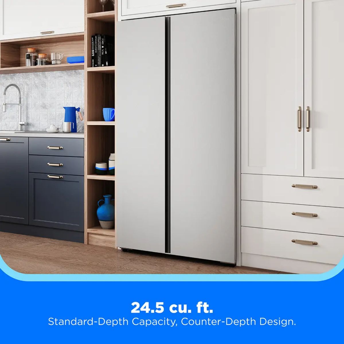 Midea 24.5 cu. ft. Counter-Depth Side-by-Side Refrigerator with AutoFill Water Pitcher