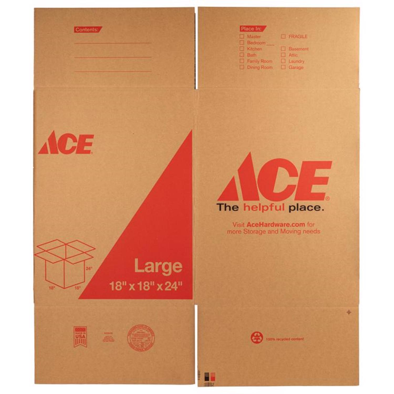 Ace 24 in. H X 18 in. W X 18 in. L Cardboard Corrgugated Box 1 pk