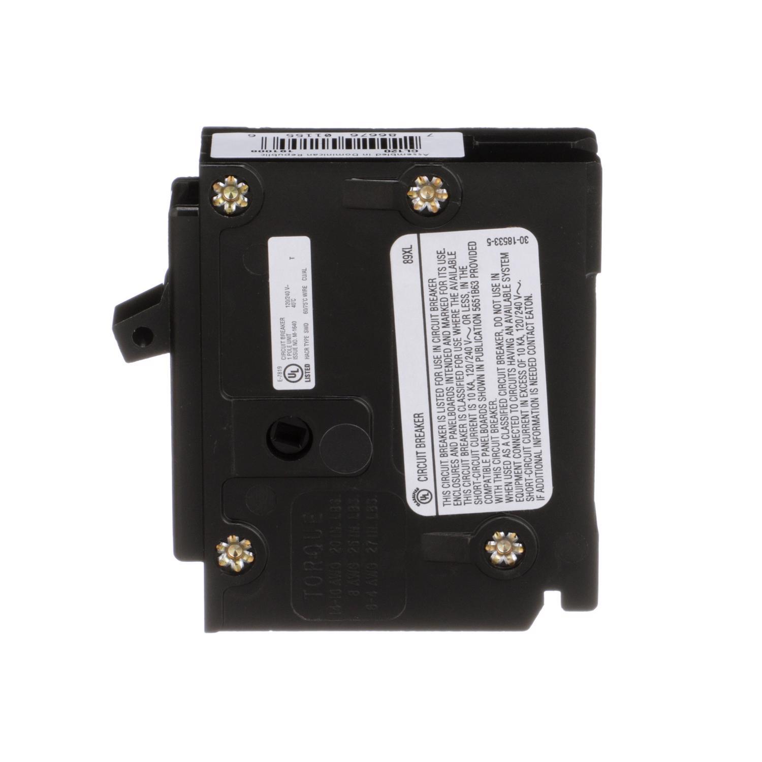 Eaton 20 amps Plug In Single Pole Circuit Breaker