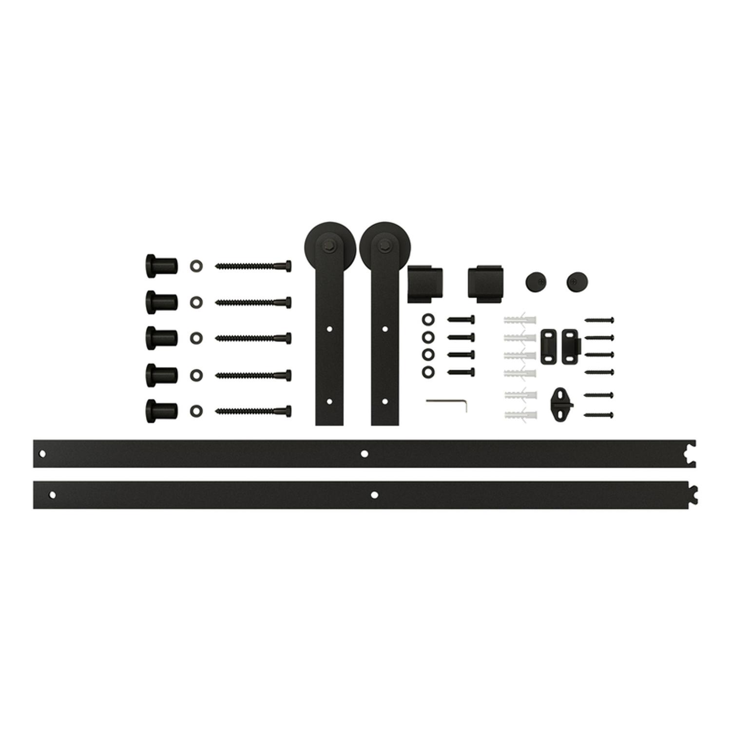 National Hardware Builder Matte Black Steel Barn Door Hanger Kit 1 pc