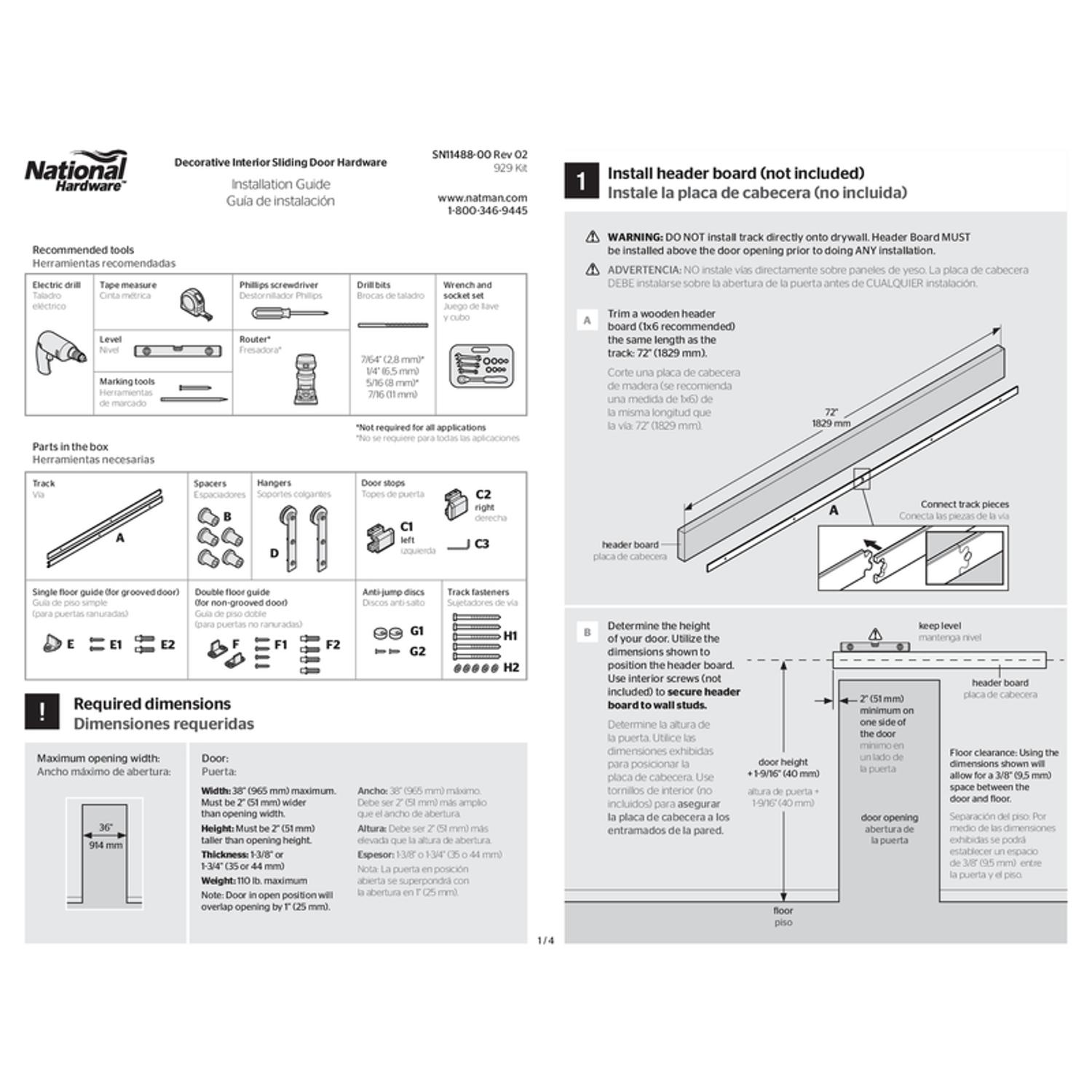 National Hardware Builder 72 in. L Matte Black Steel Barn Door Hanger Kit 1 pc