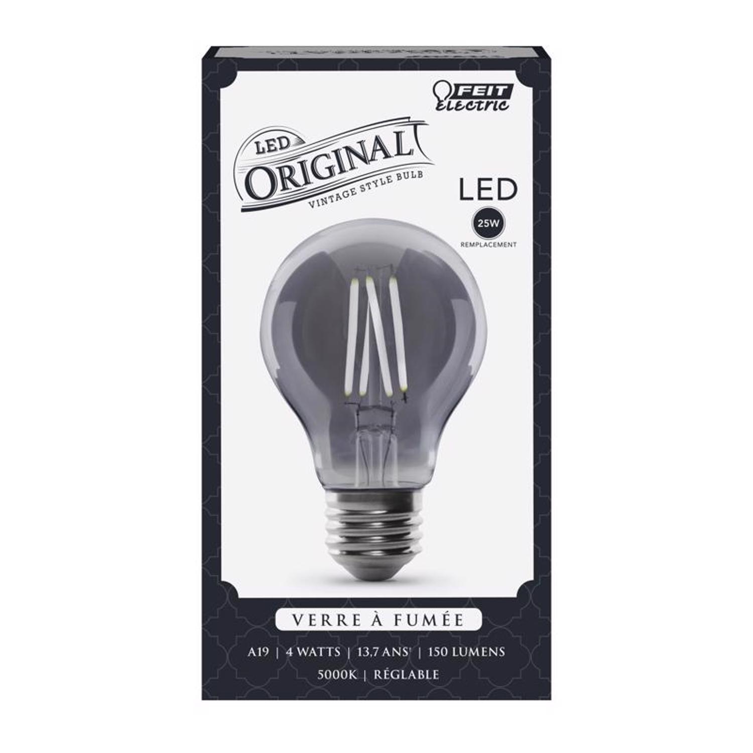 Feit A19 E26 (Medium) Filament LED Bulb Smoke Daylight 25 Watt Equivalence 1 pk