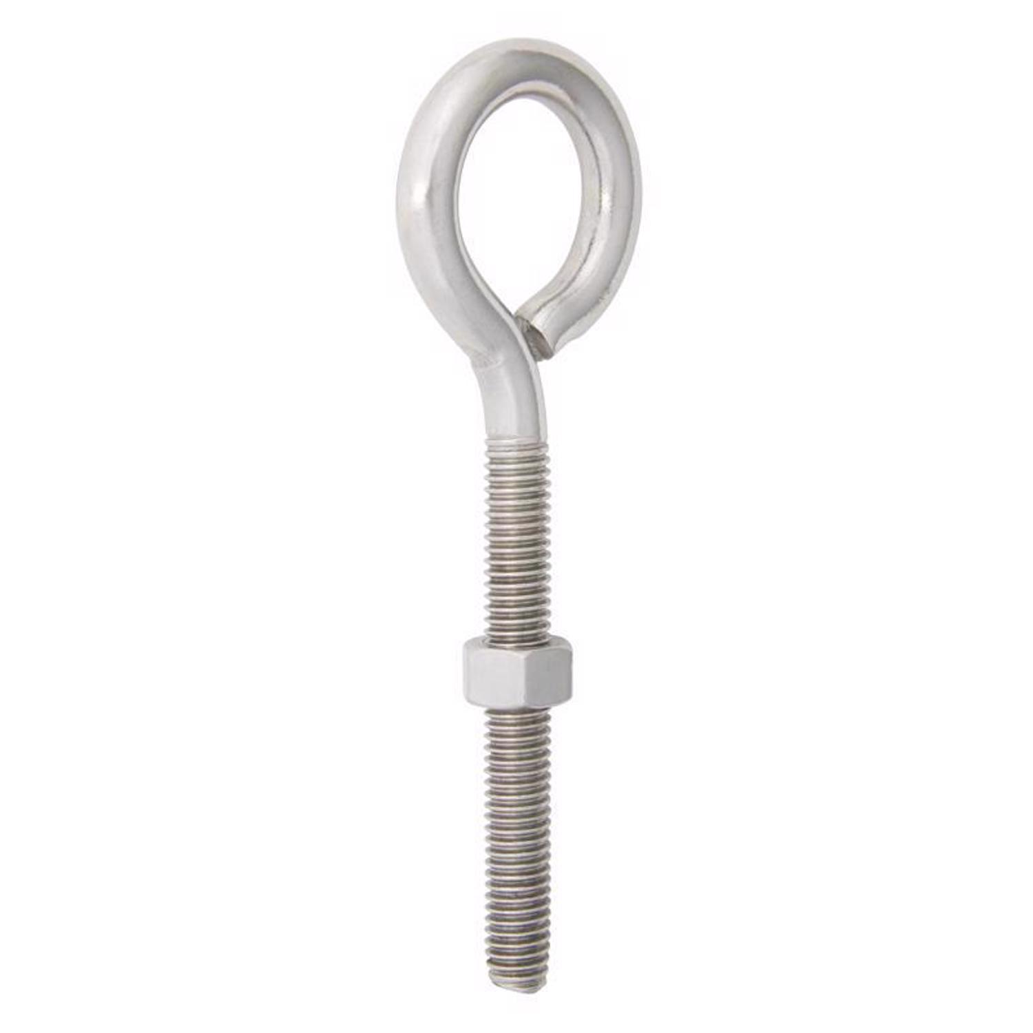 Hampton 3/8 in. X 5 in. L Stainless Stainless Steel Eyebolt Nut Included