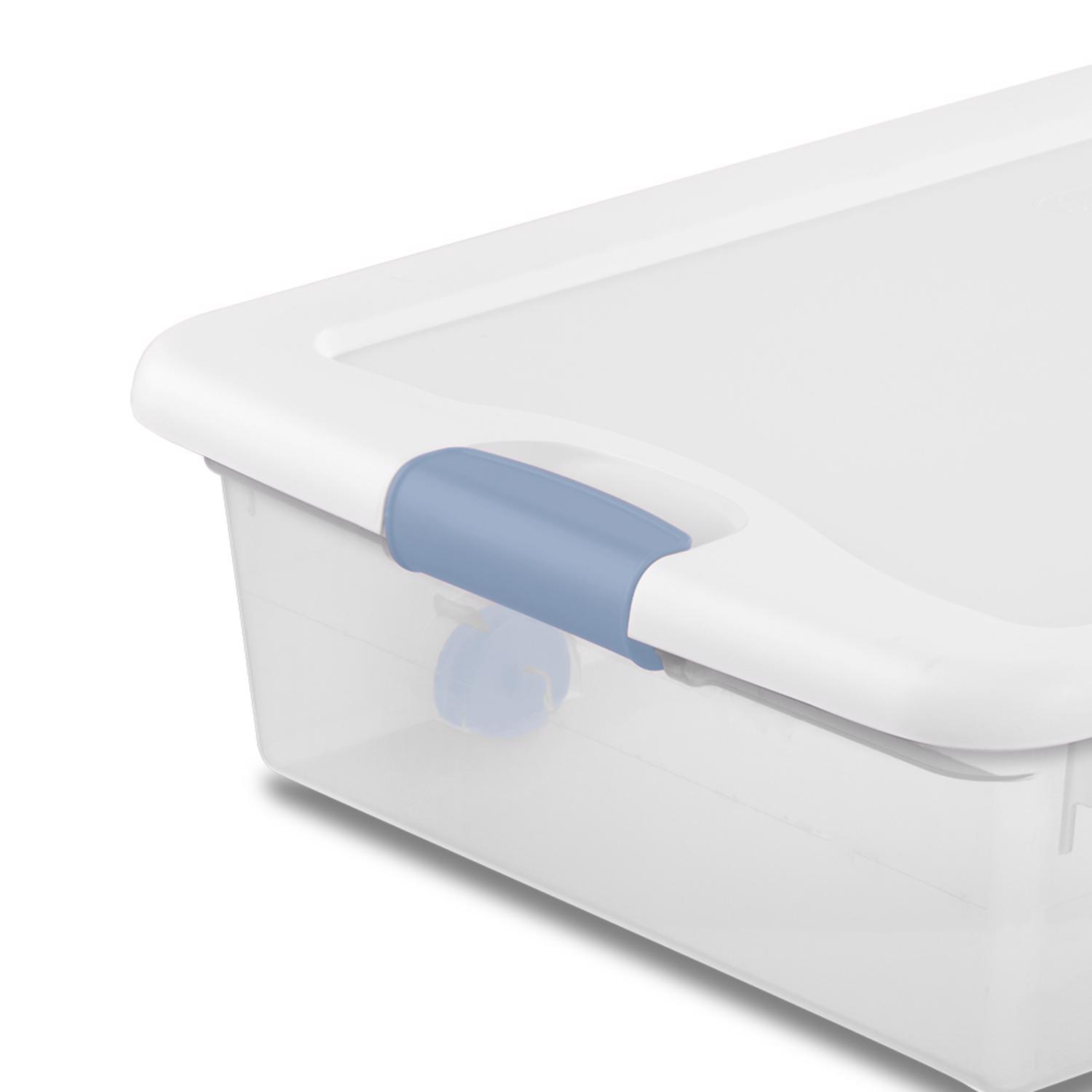 Sterilite 56 qt Clear/White Latch Storage Box 7 in. H X 33-7/8 in. W X 18-3/4 in. D Stackable