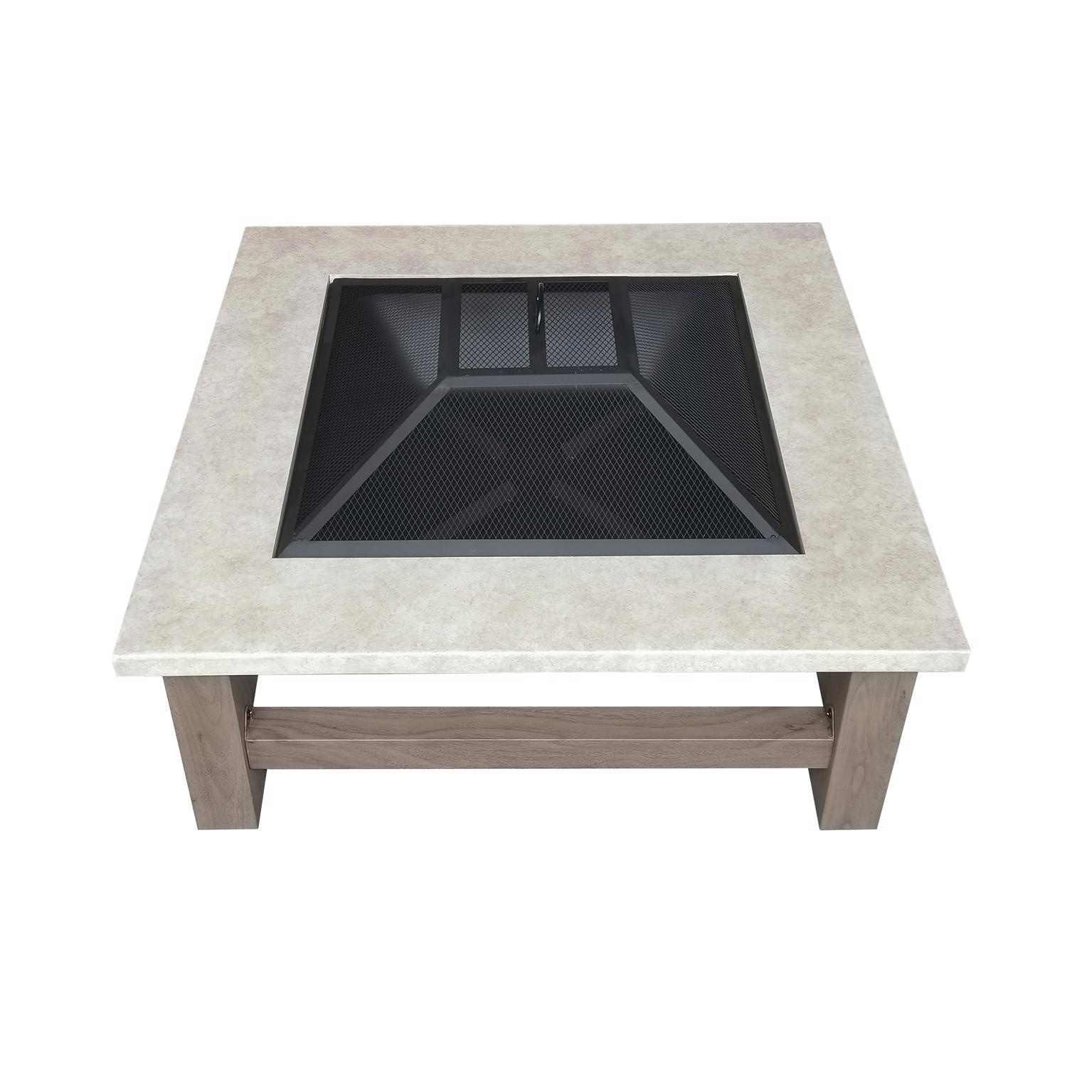 Living Accents 34 in. W Steel Modern Square Wood Fire Pit