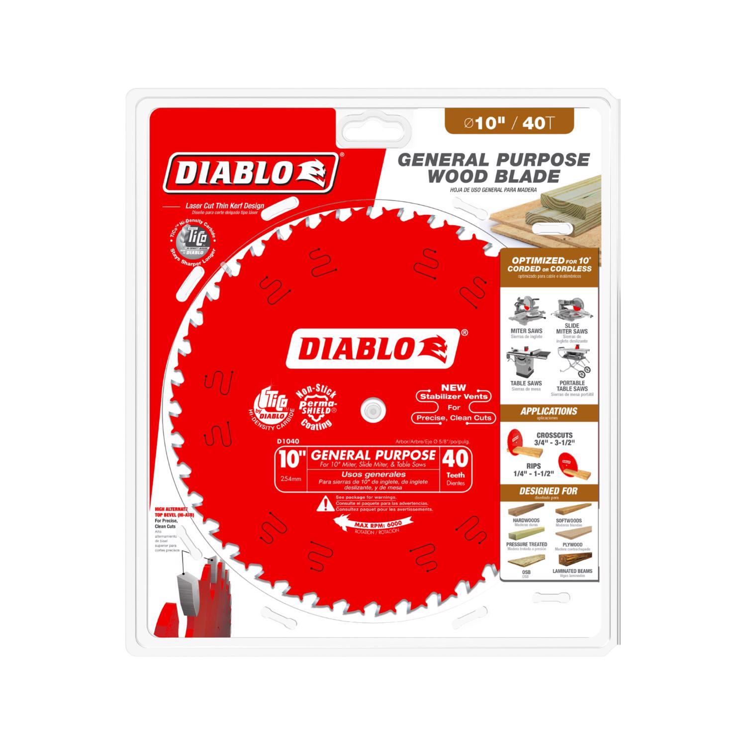 Diablo 10 in. D X 5/8 in. TiCo Hi-Density Carbide Circular Saw Blade 40 teeth 1 pk