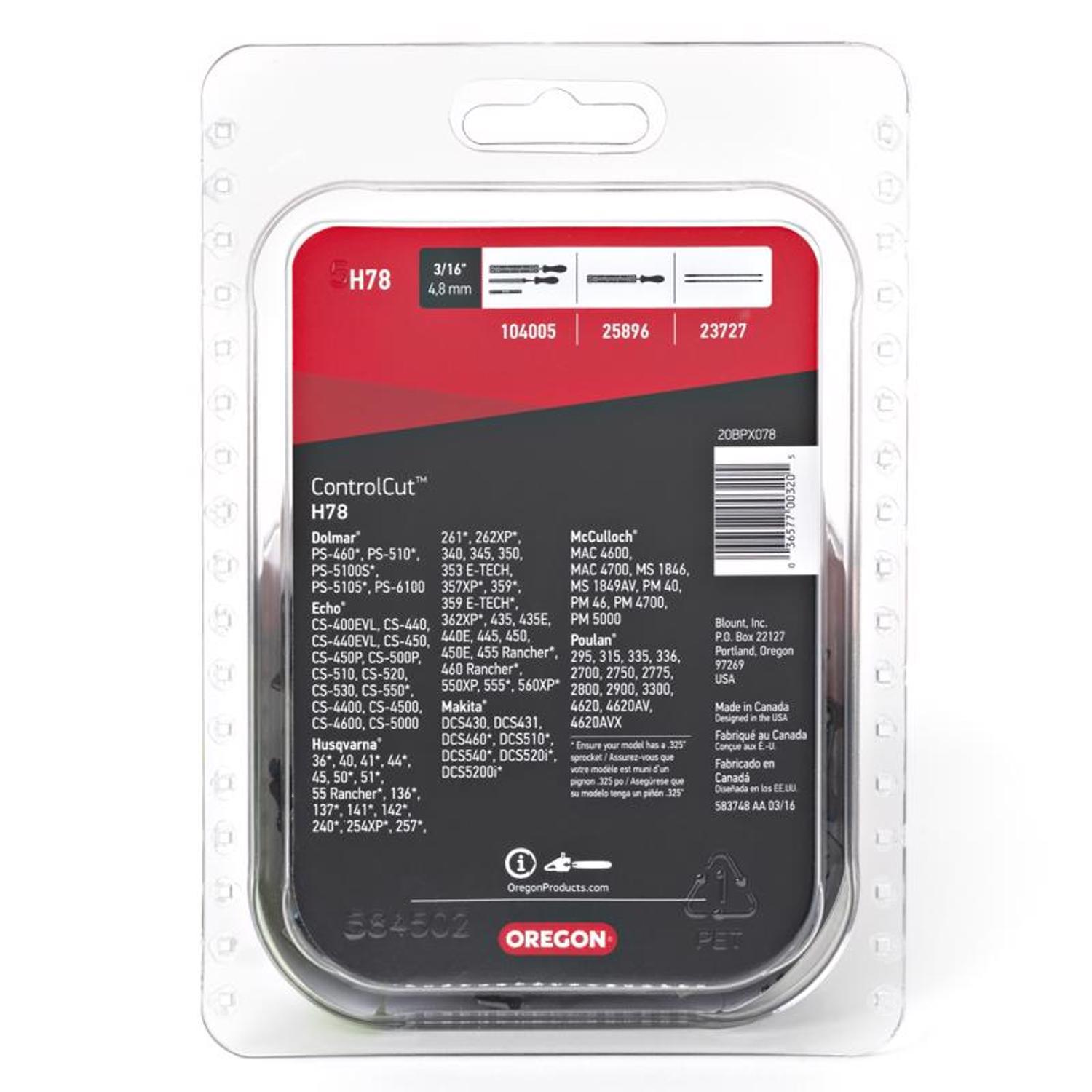 Oregon ControlCut H78 20 in. Chainsaw Chain 78 links