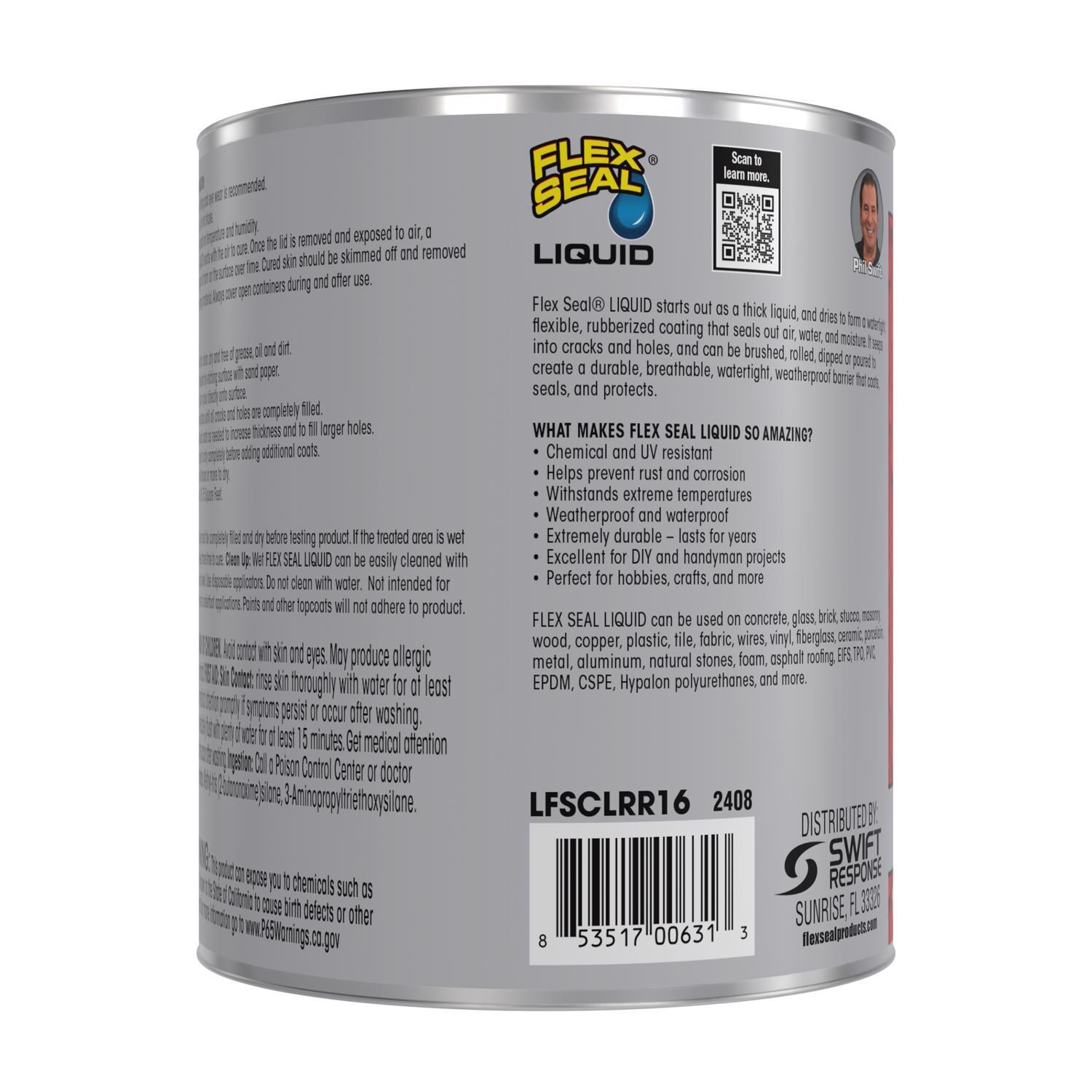 Flex Seal Family of Products Flex Seal Clear Liquid Rubber Sealant Coating 16 oz
