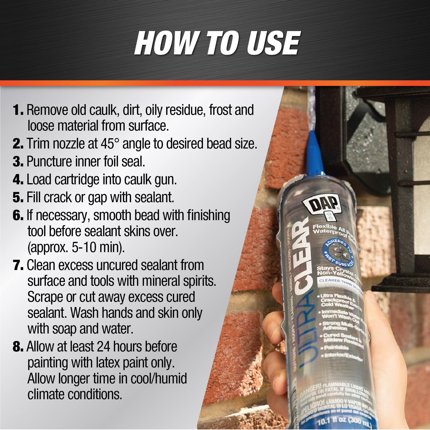 DAP Ultra Clear Clear Synthetic Rubber All Purpose Waterproof Sealant 10.1 oz