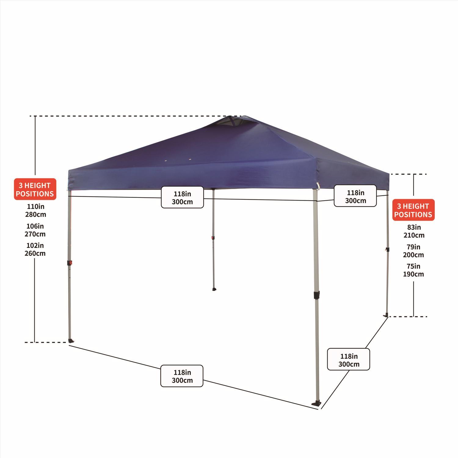 Crown Shade One Touch 150D Polyester Regal 100 Canopy 9.1 ft. H X 10 ft. W X 10 ft. L