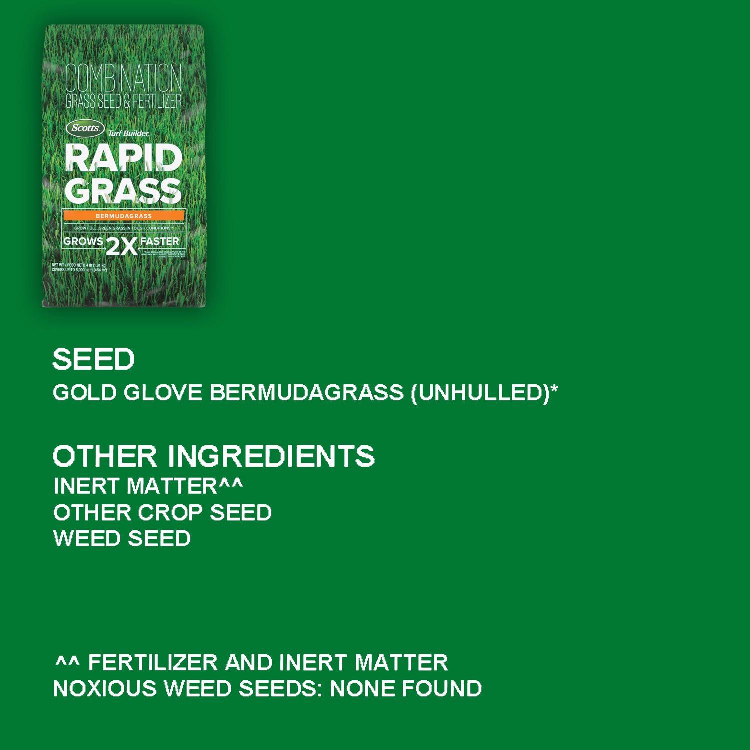 Scotts Turf Builder Rapid Grass Bermuda Grass Sun or Shade Grass Seed and Fertilizer 4 lb