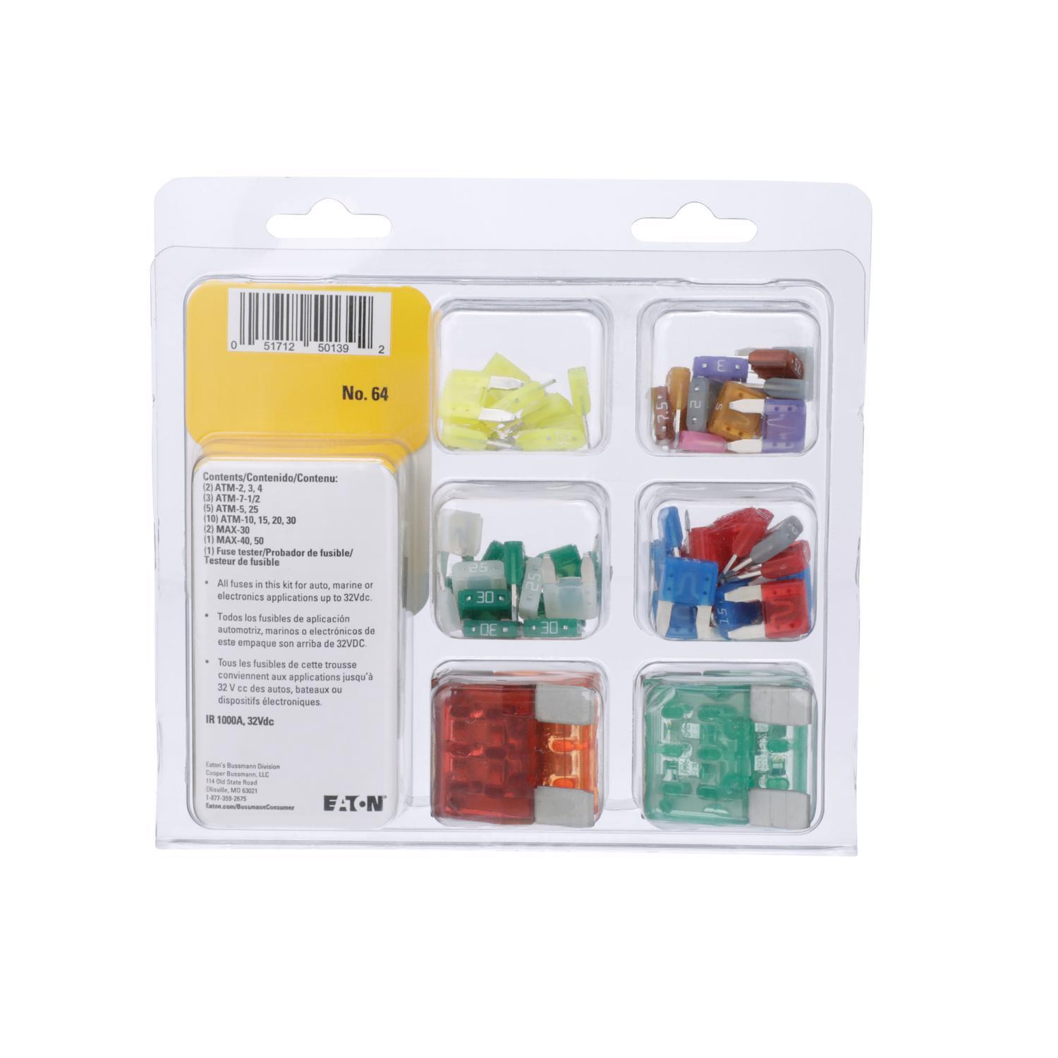 Bussmann ATM/MAX Assorted Blade Fuse Assortment 64 pk
