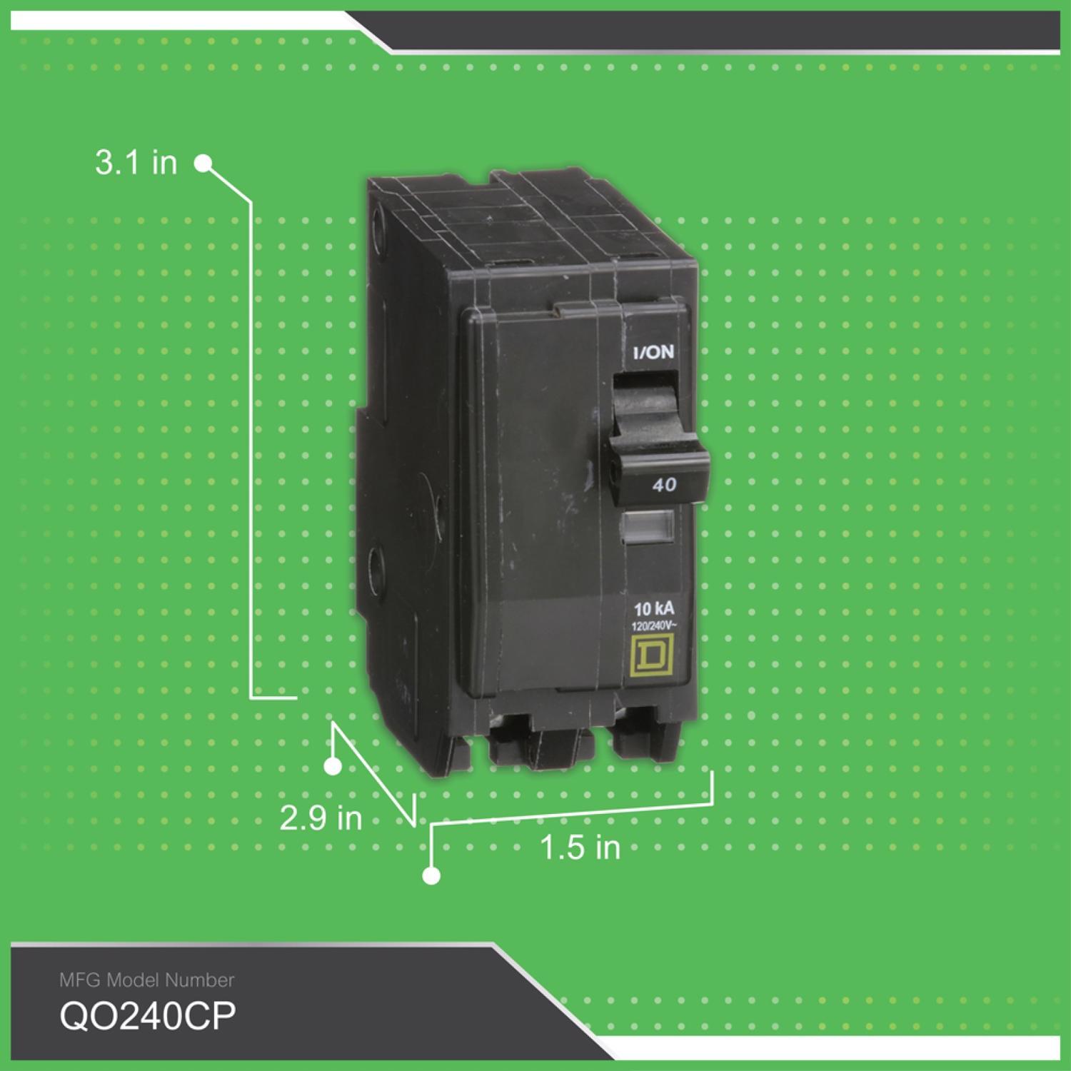 Square D QO 40 amps Plug In 2-Pole Circuit Breaker
