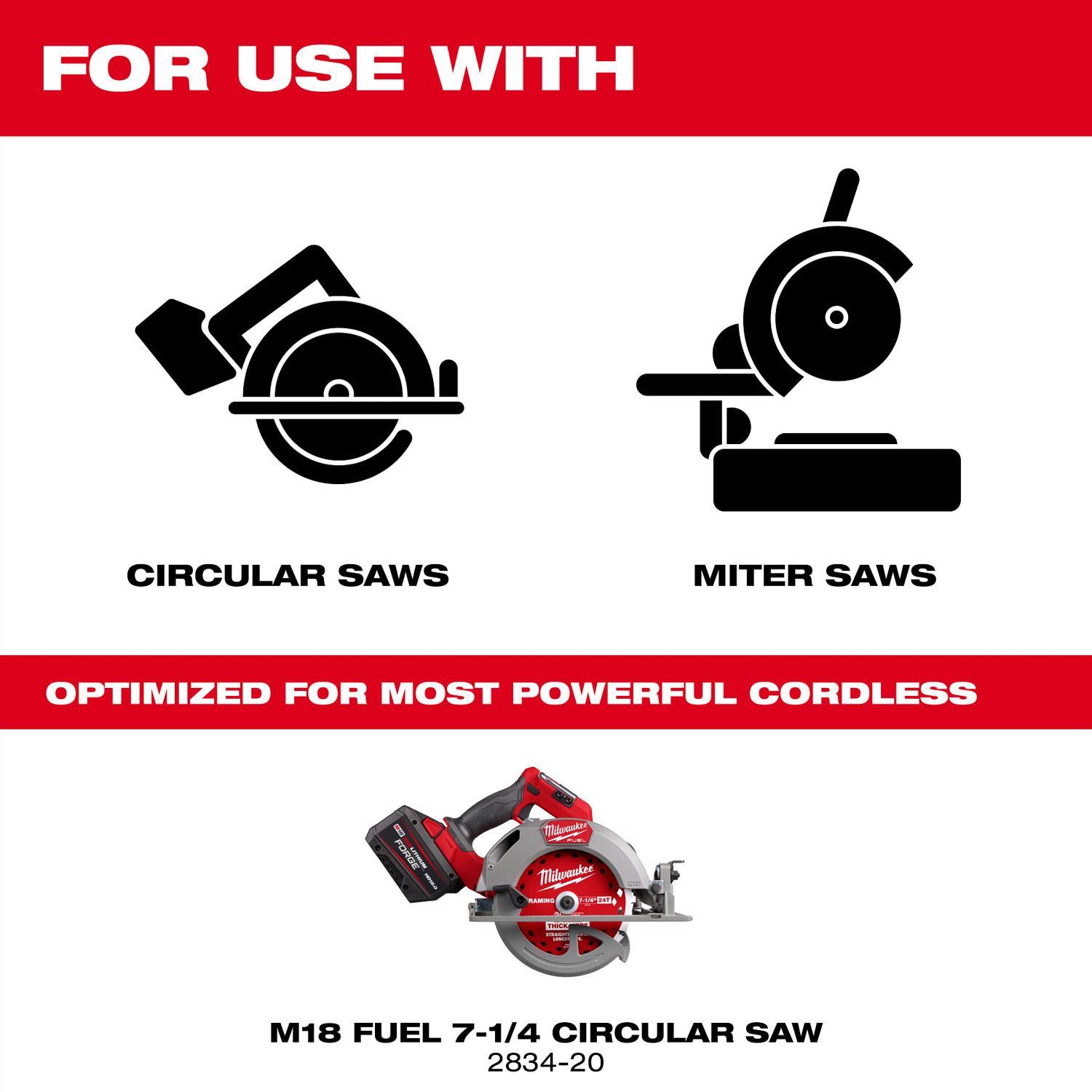 Milwaukee 7-1/4 in. D X 5/8 in. Carbide Circular Saw Blade Set 24 teeth 1 pk