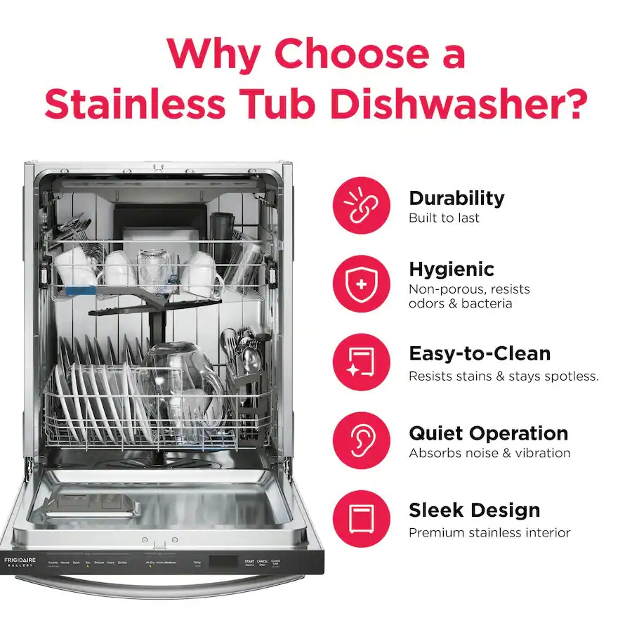 Frigidaire - Gallery 24in. Tub Built-In Dishwasher with CleanBoost Technology - Stainless Steel