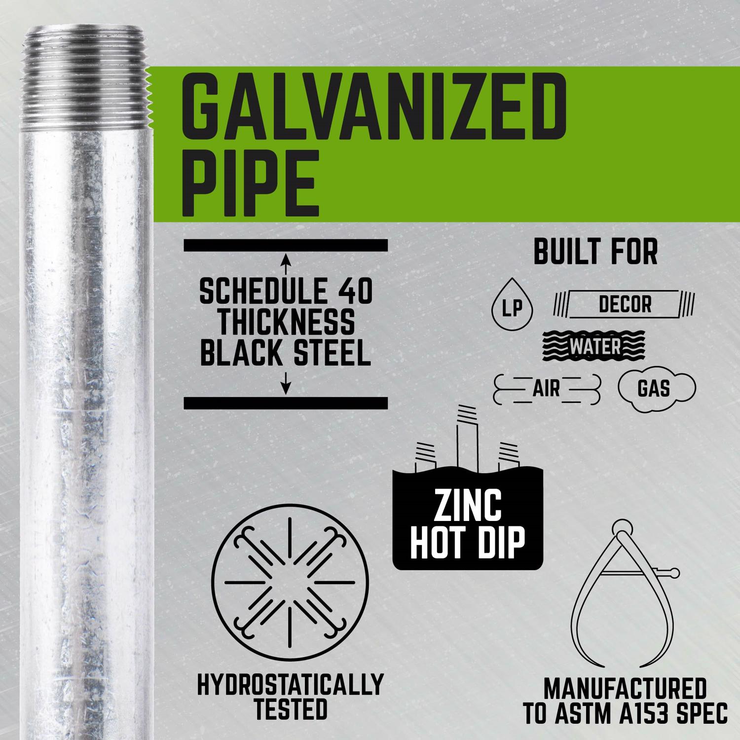STZ Industries 1/2 in. MIP each X 1/2 in. D MIP Galvanized Steel 2 in. L Nipple