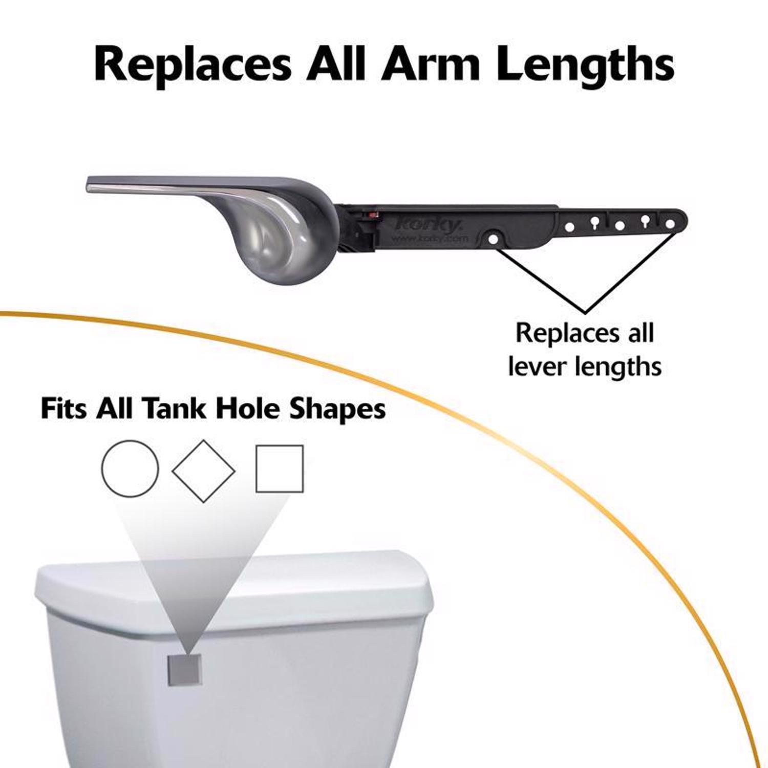 Korky Strong Arm Flush Handle Black Chrome For Universal