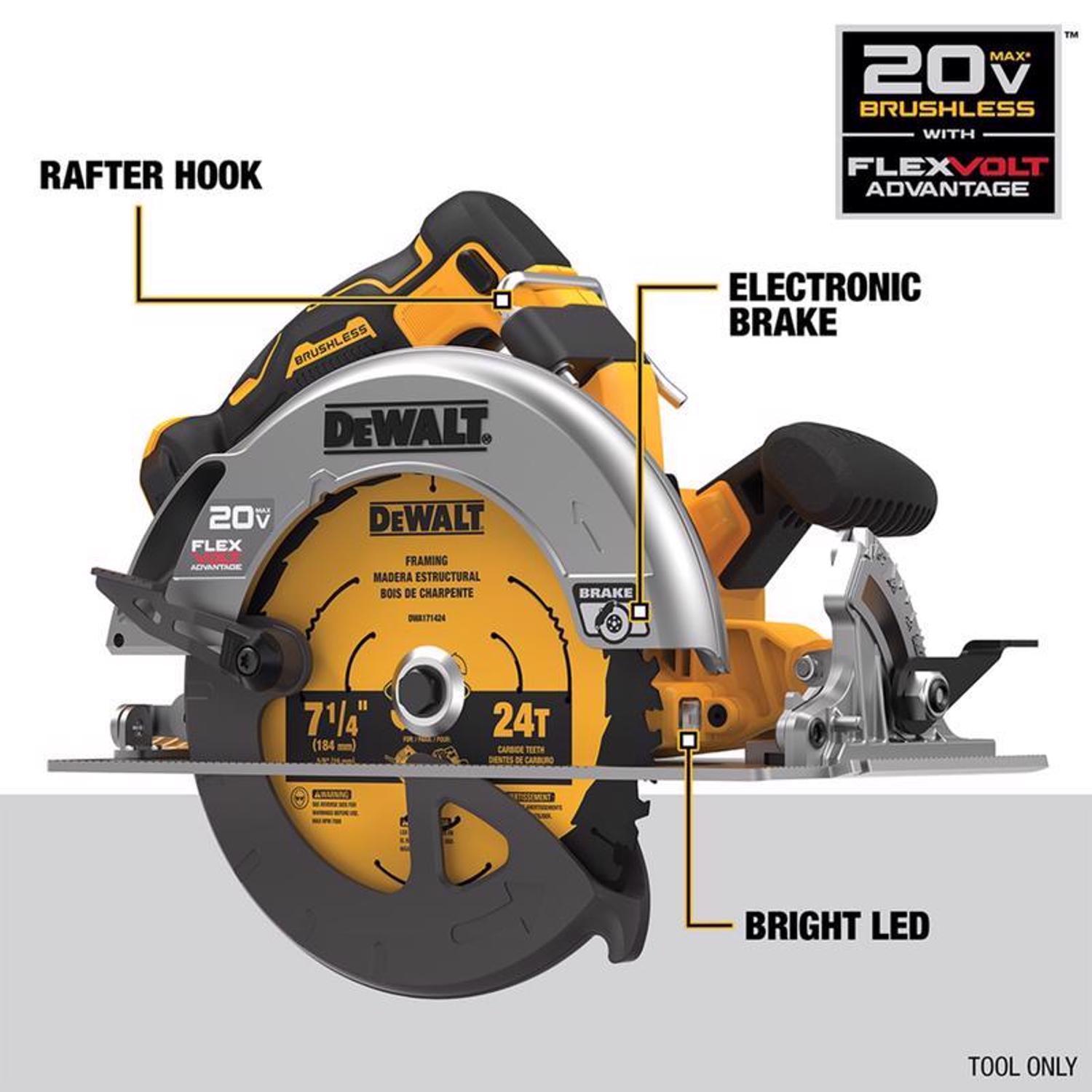 DeWalt 20V MAX 7-1/4 in. Cordless Brushless Circular Saw Tool Only