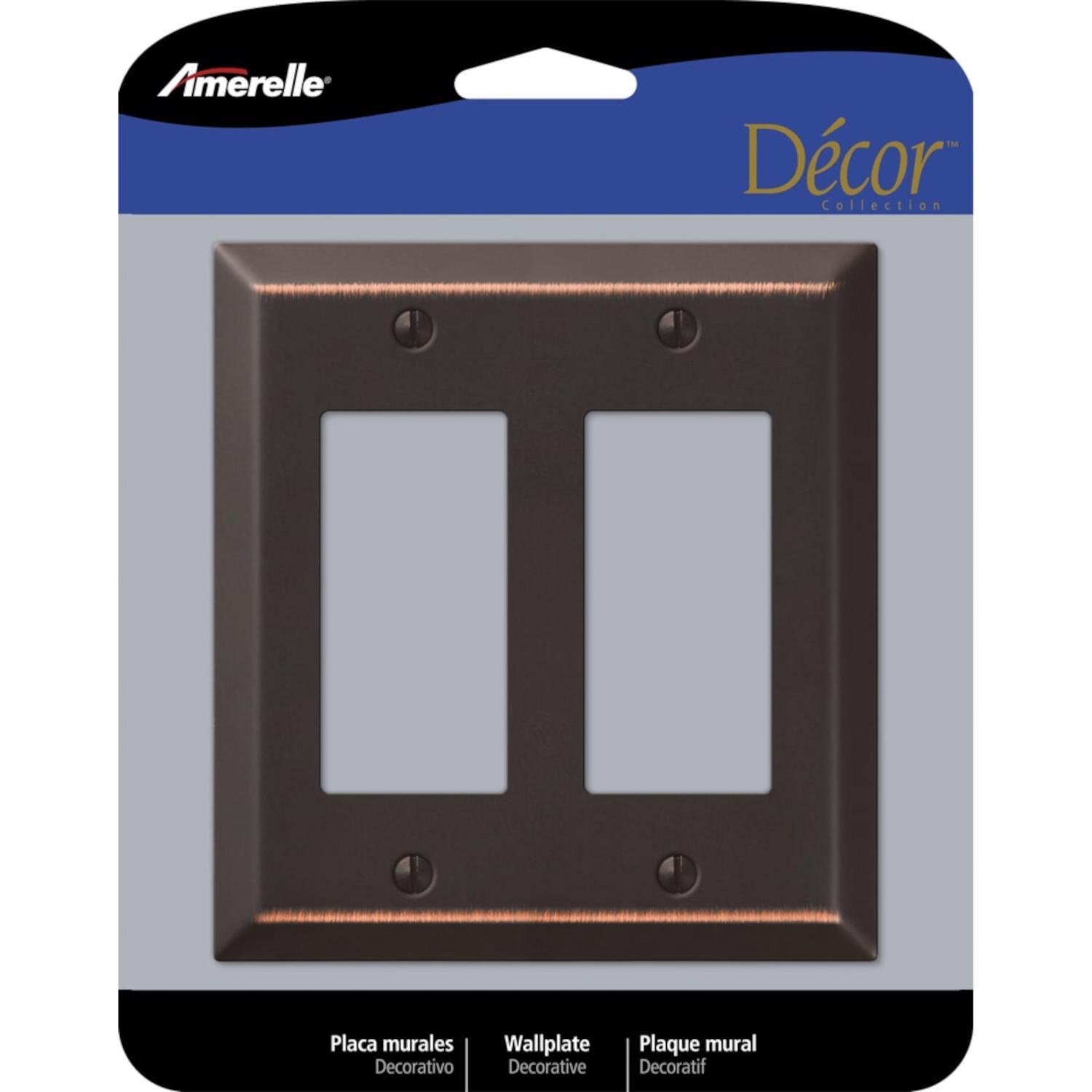 Amerelle Century Aged Bronze 2 gang Stamped Steel Decorator Wall Plate 1 pk