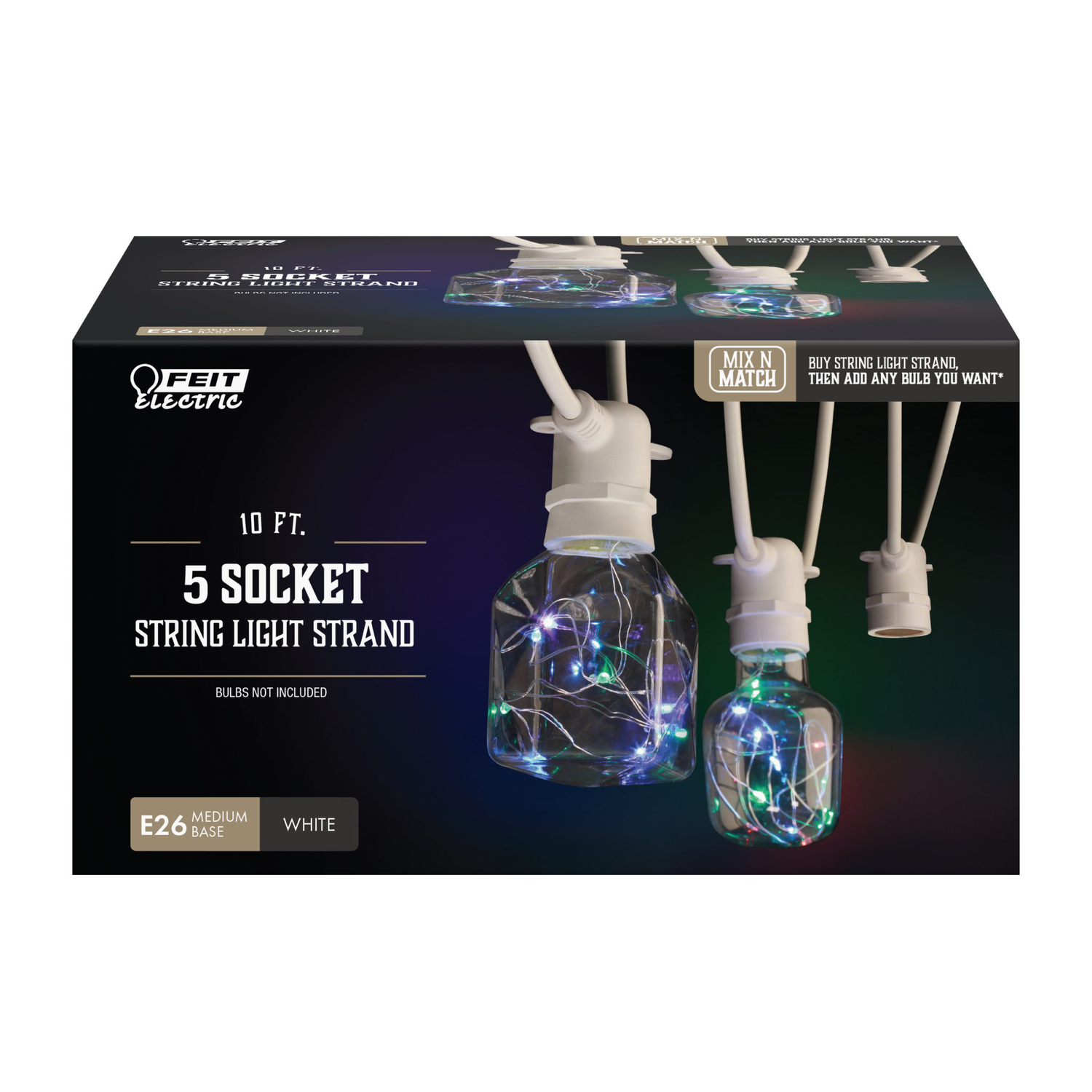 Feit Electric LED Mix N Match Socket String Light Strand Clear 10 ft. 5 lights