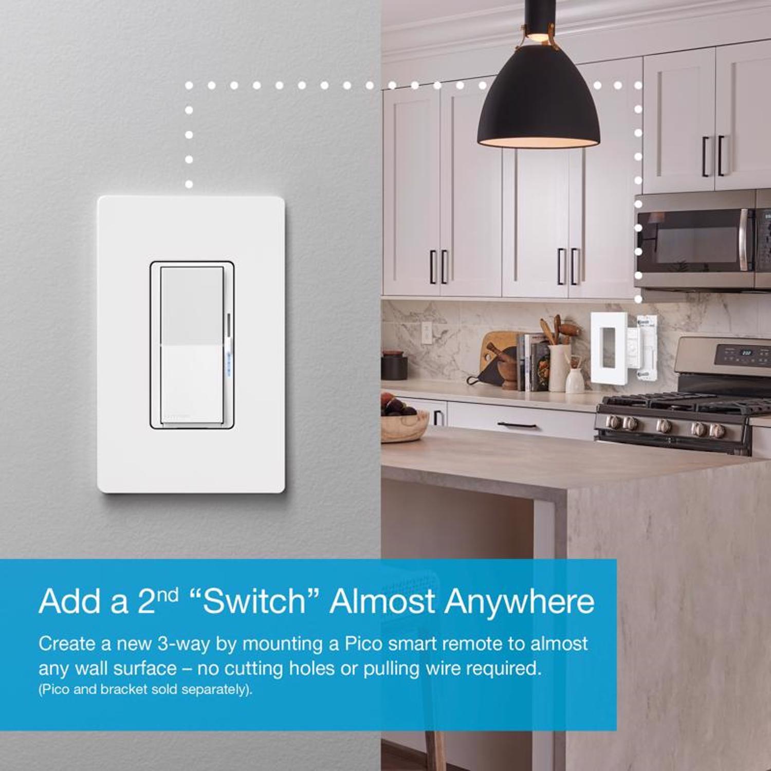 Lutron Caseta White 150 W Toggle Smart-Enabled Dimmer Switch 1 pk