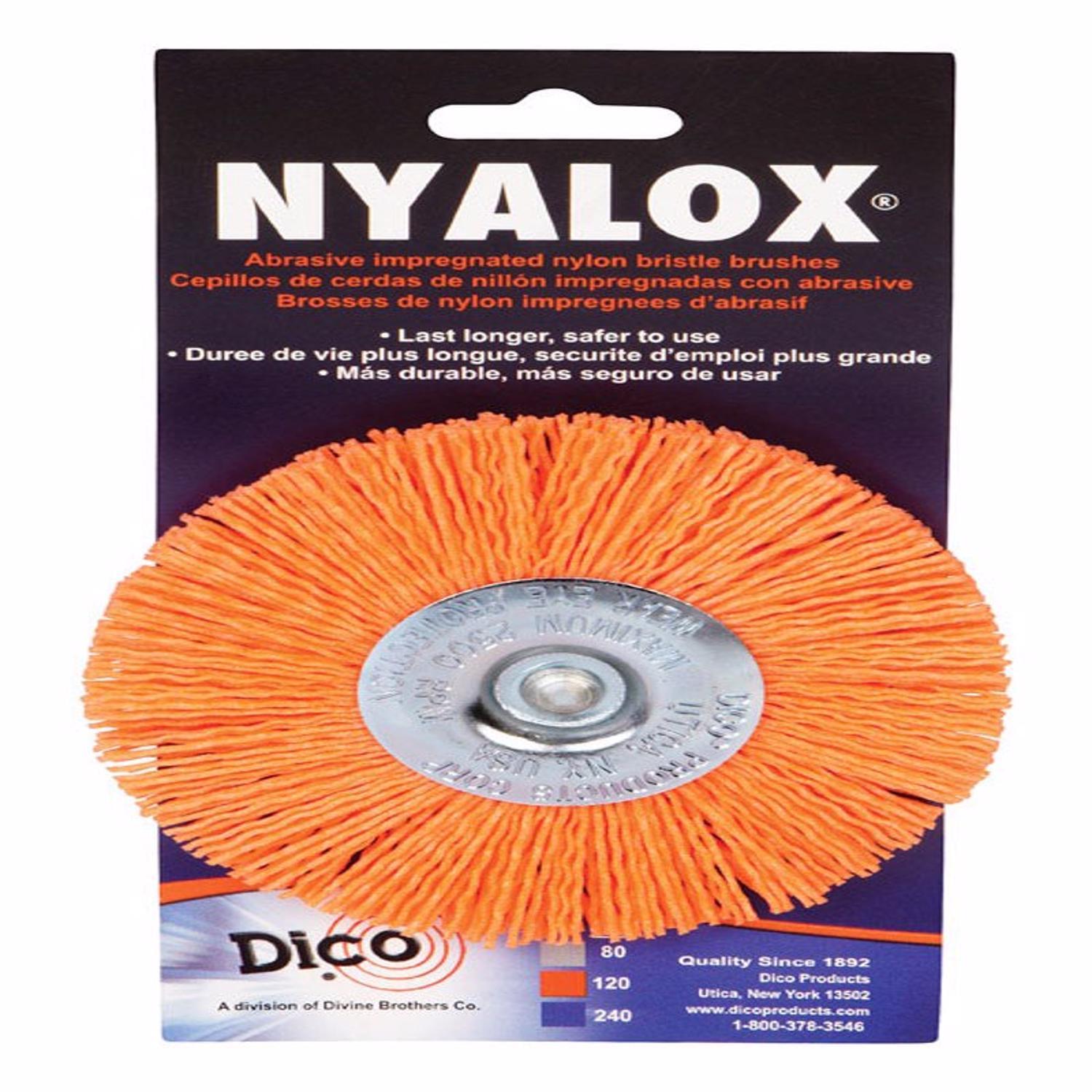 Dico Nyalox 4 in. Medium Crimped Mandrel Mounted Wheel Brush Nylon 2500 rpm 1 pc