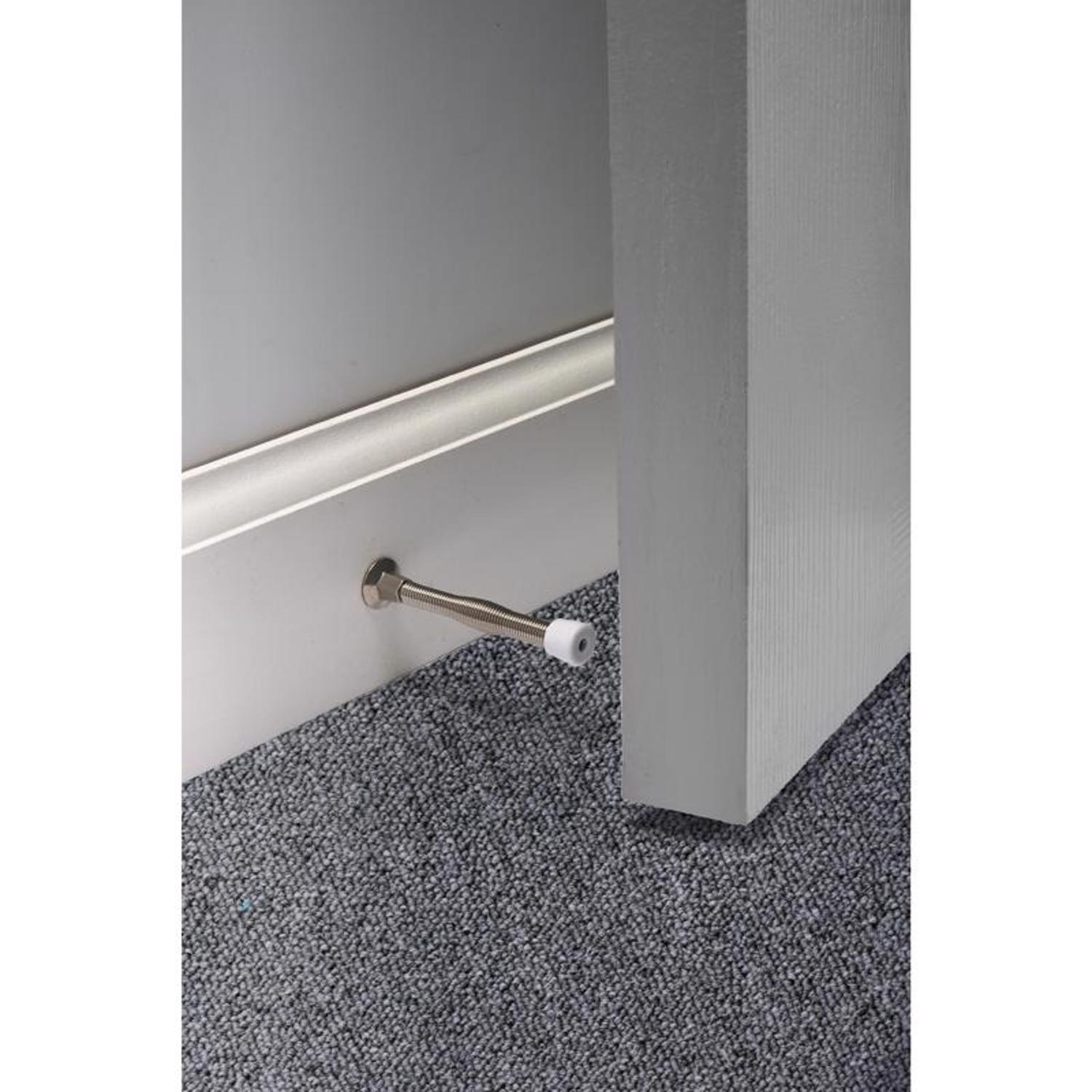 Ace 3 in. W Metal Satin Nickel Silver Spring Door Stop Mounts to door and wall 0 in.