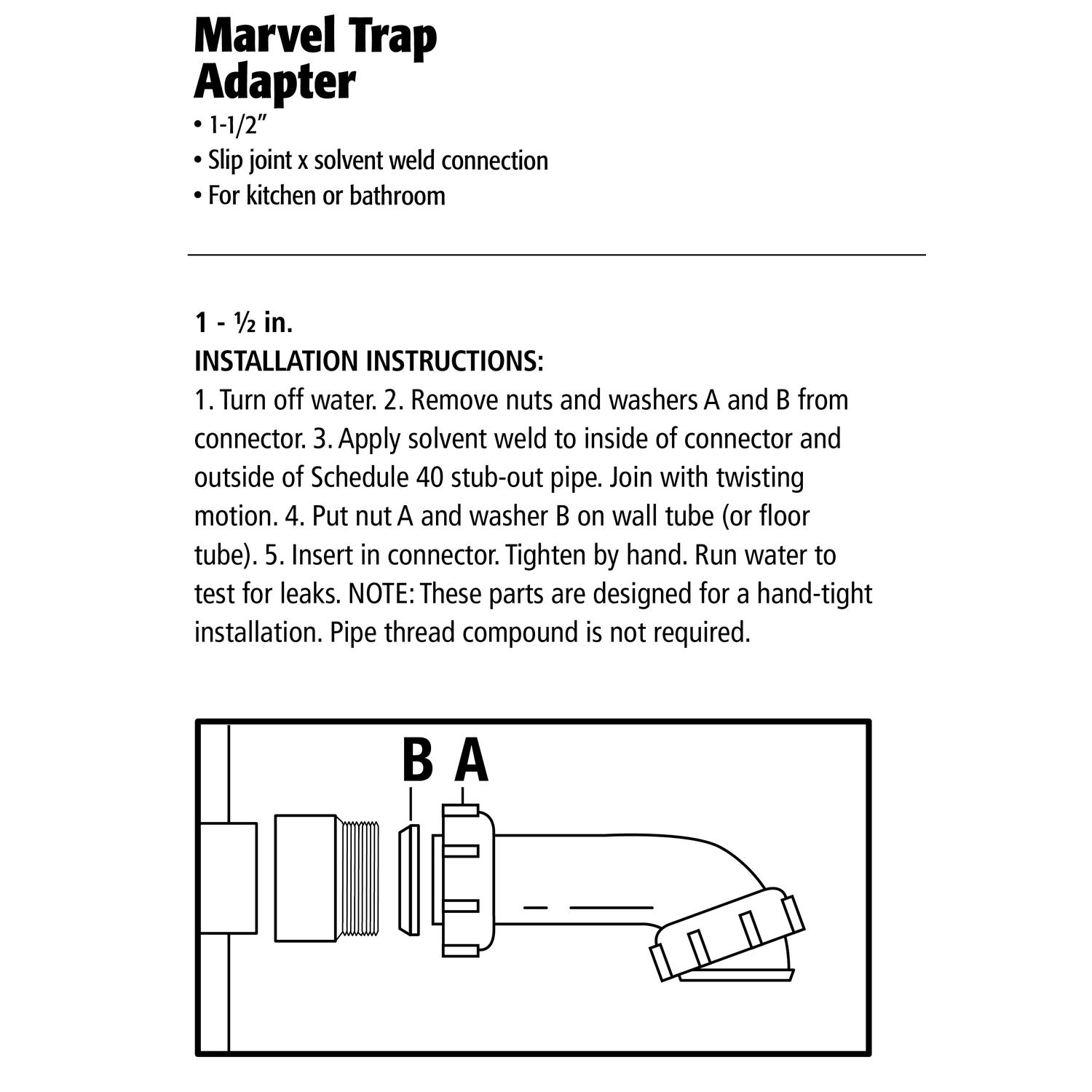 Ace 1-1/2 in. D Polypropylene Marvel Connector