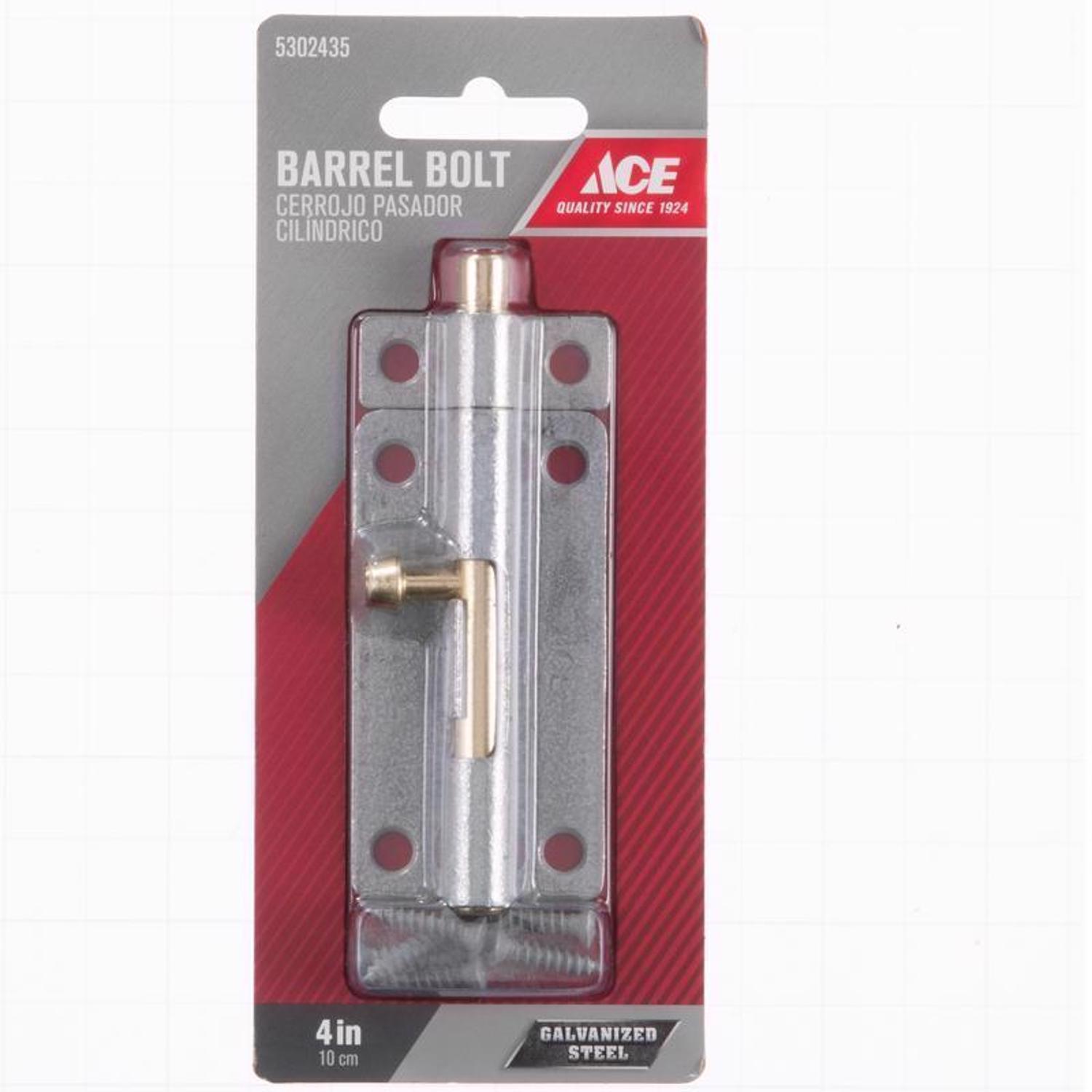 Ace 4 in. L Galvanized Steel Barrel Bolt 1 pk