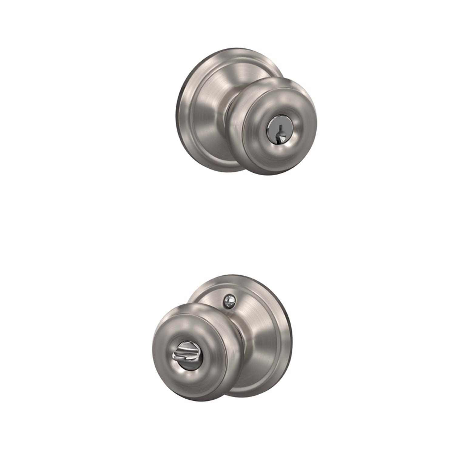 Schlage Georgian Satin Nickel Entry Door Knob 1-3/4 in.