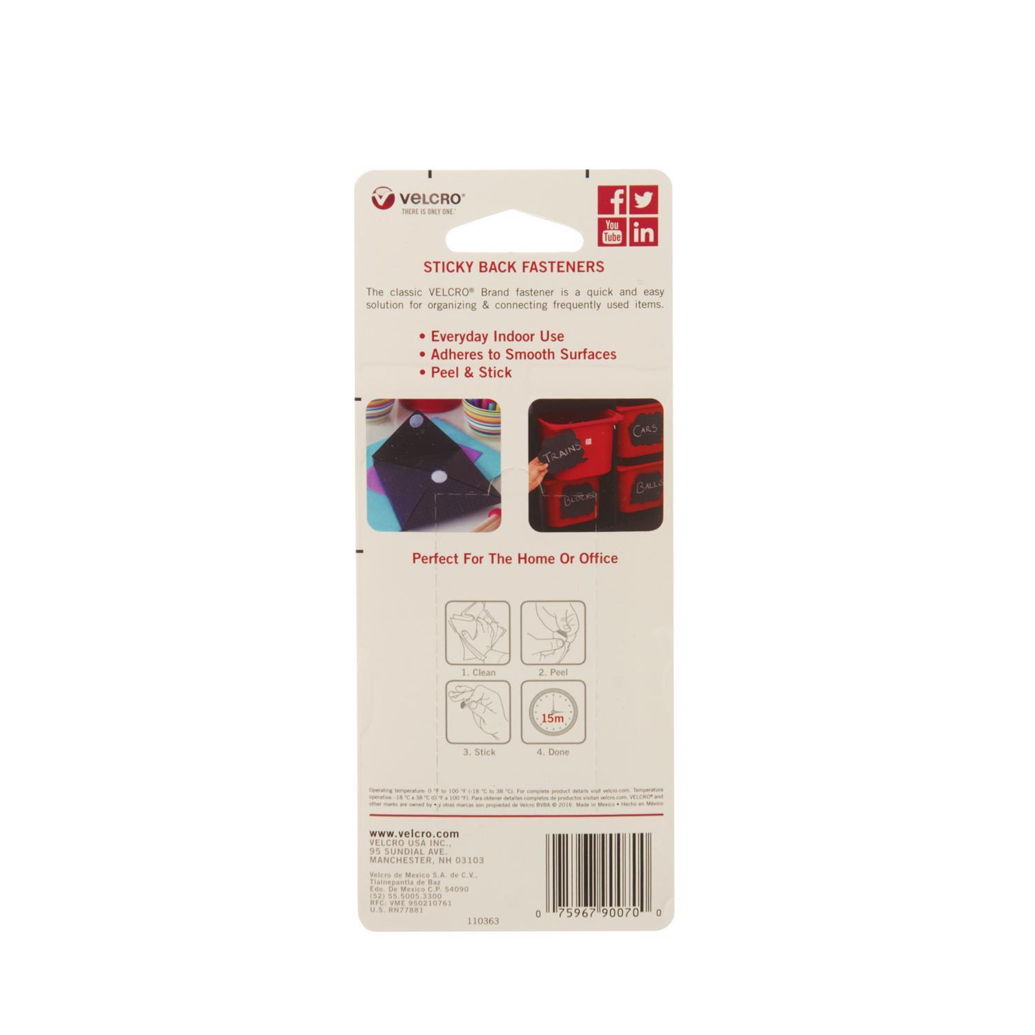 VELCRO Brand Sticky Back Small Nylon Hook and Loop Fastener 5/8 in. L 15 pk