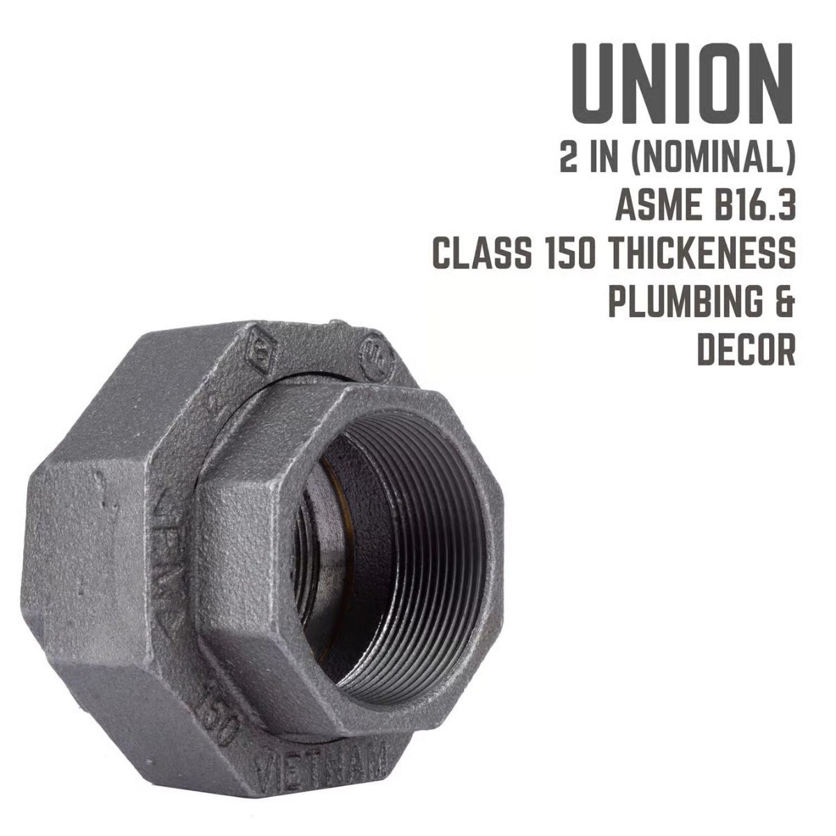 STZ Industries 2 in. FIP each x 2 in. D FIP Black Malleable Iron Union