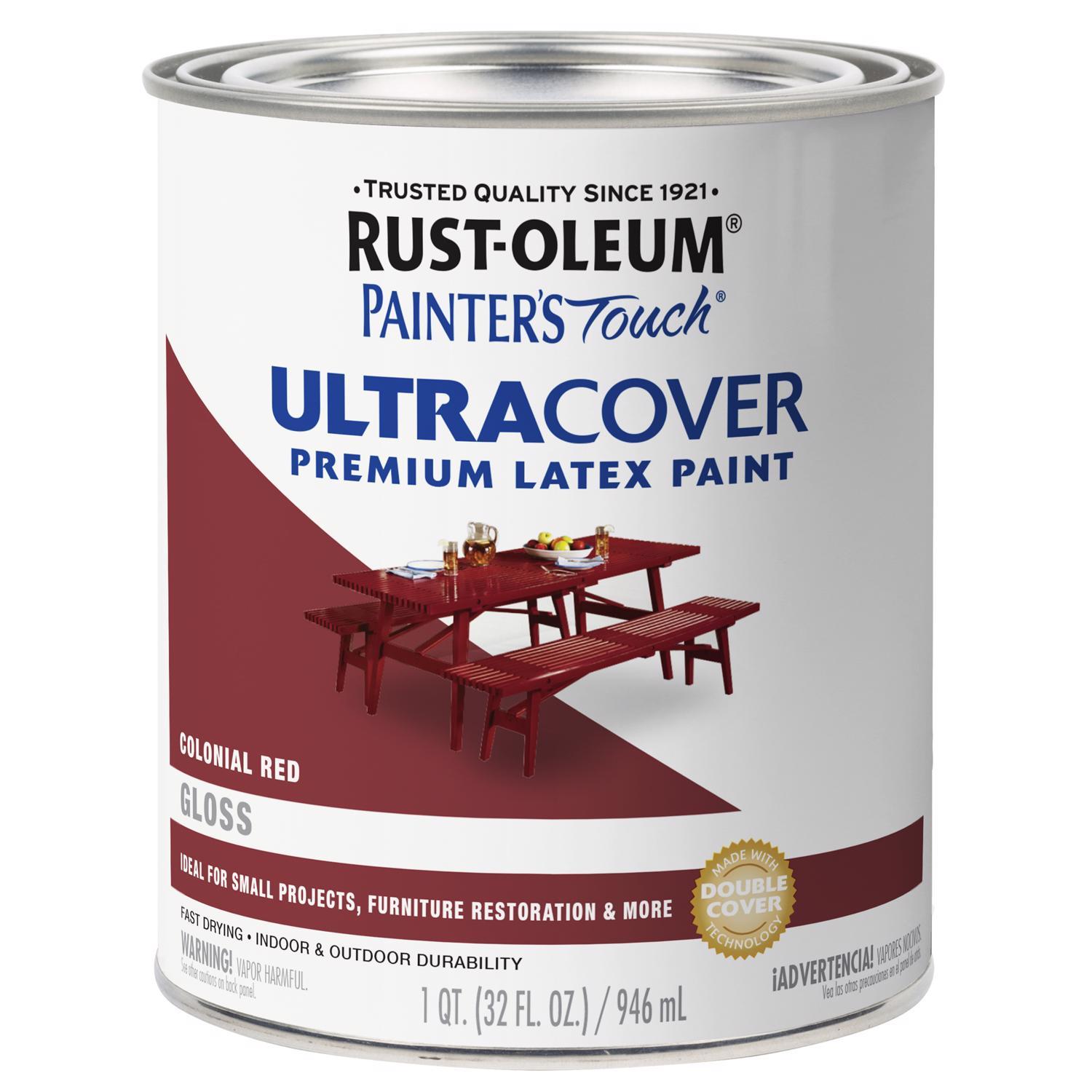 Rust-Oleum Painters Touch Ultra Cover Gloss Colonial Red Water-Based Ultra Cover Paint 1 qt